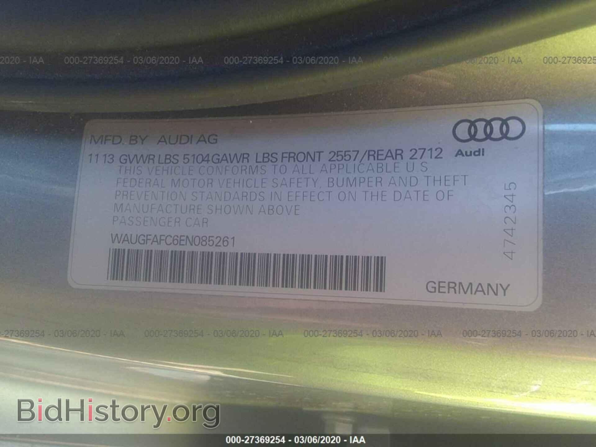 2014 AUDI A6 - VIN: WAUGFAFC6EN085261 - Фото 9