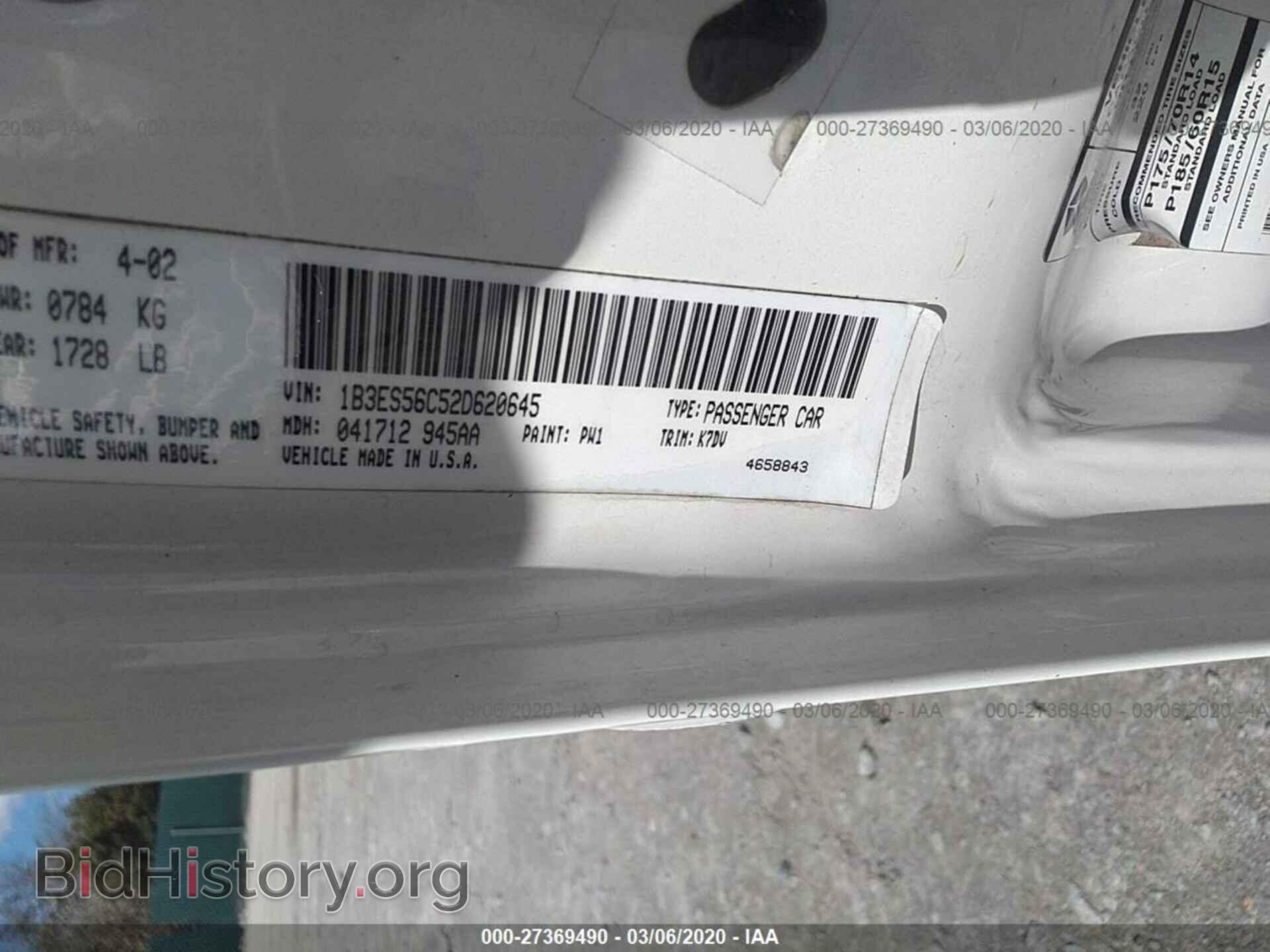2002 DODGE NEON - VIN: 1B3ES56C52D620645 - Фото 9
