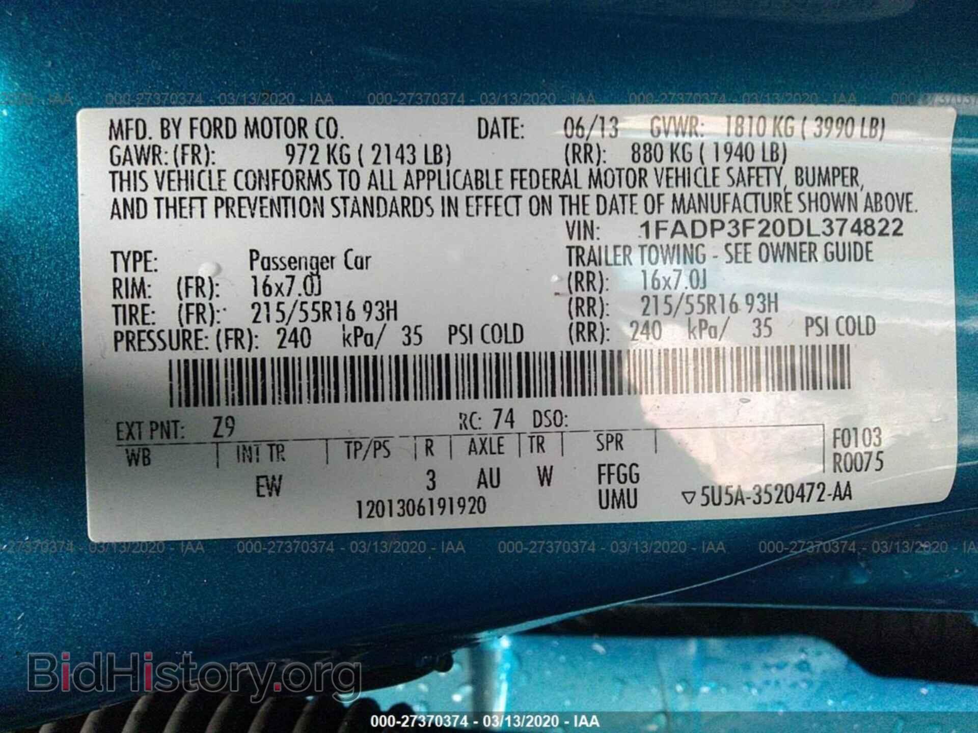 2013 FORD FOCUS - VIN: 1FADP3F20DL374822 - Photo 9