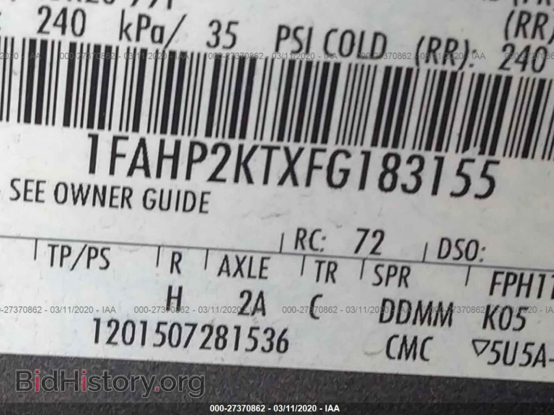 2015 FORD TAURUS - VIN: 1FAHP2KTXFG183155 - Photo 9