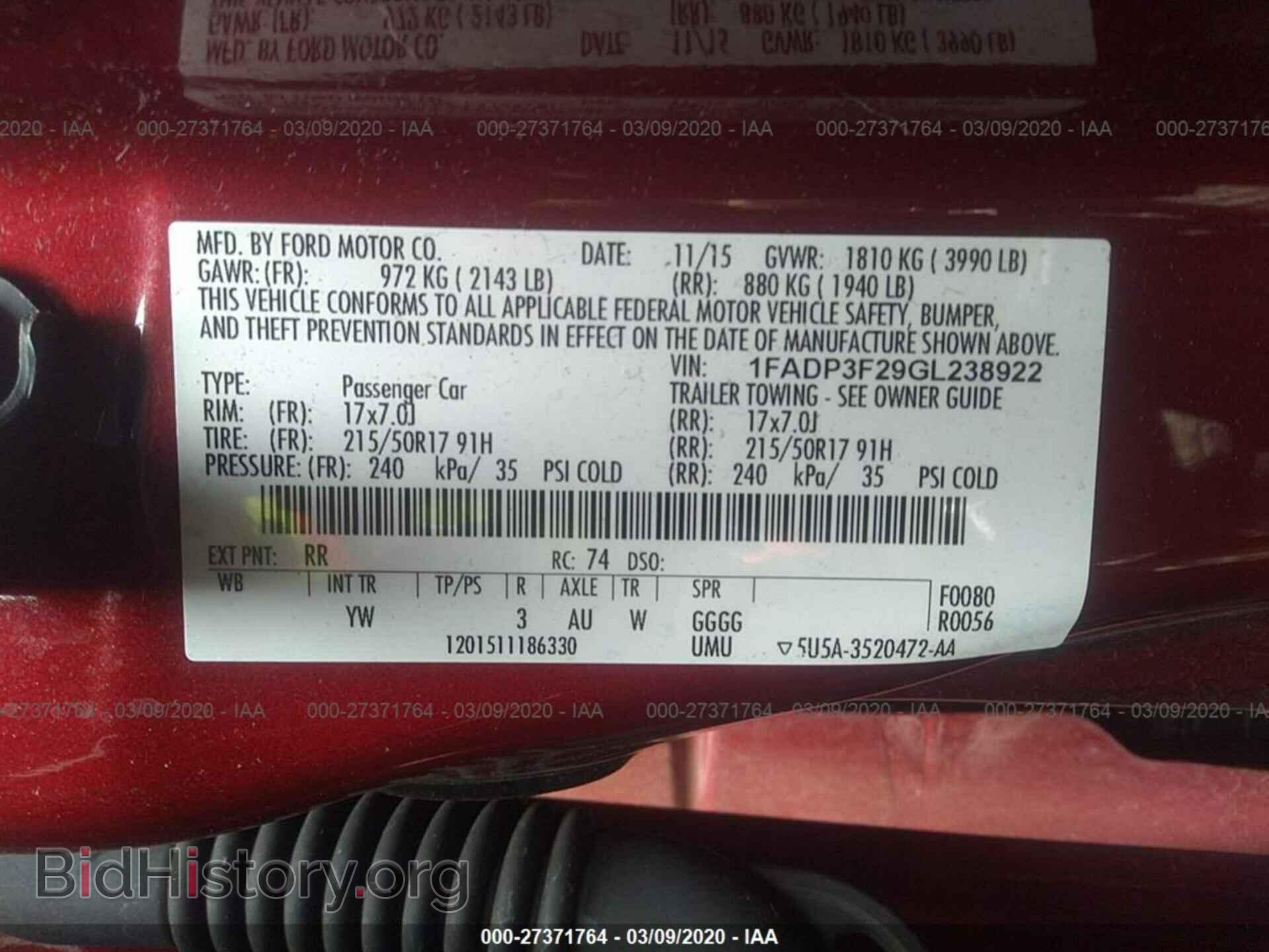2016 FORD FOCUS - VIN: 1FADP3F29GL238922 - Фото 9