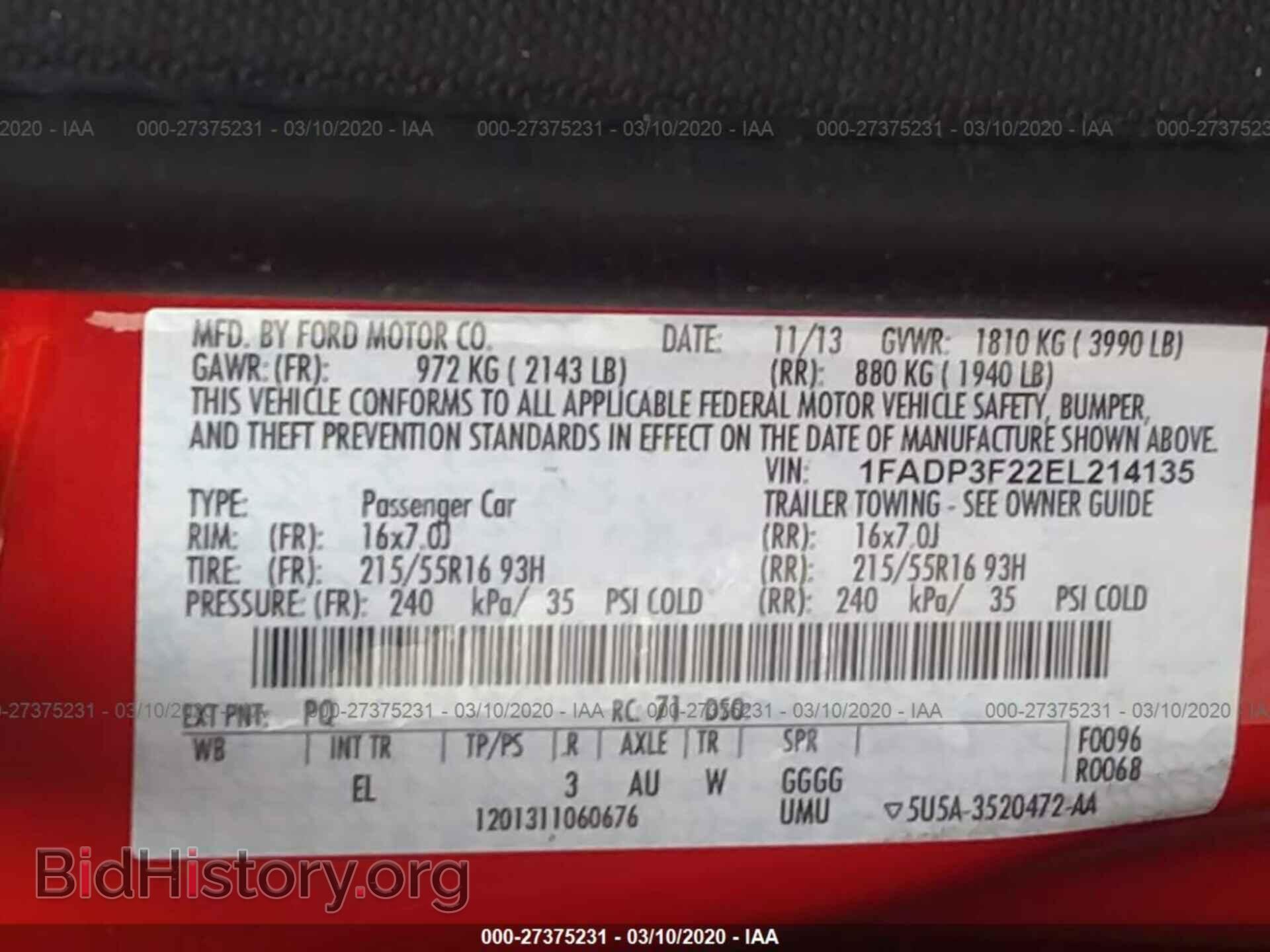 2014 FORD FOCUS - VIN: 1FADP3F22EL214135 - Фото 9