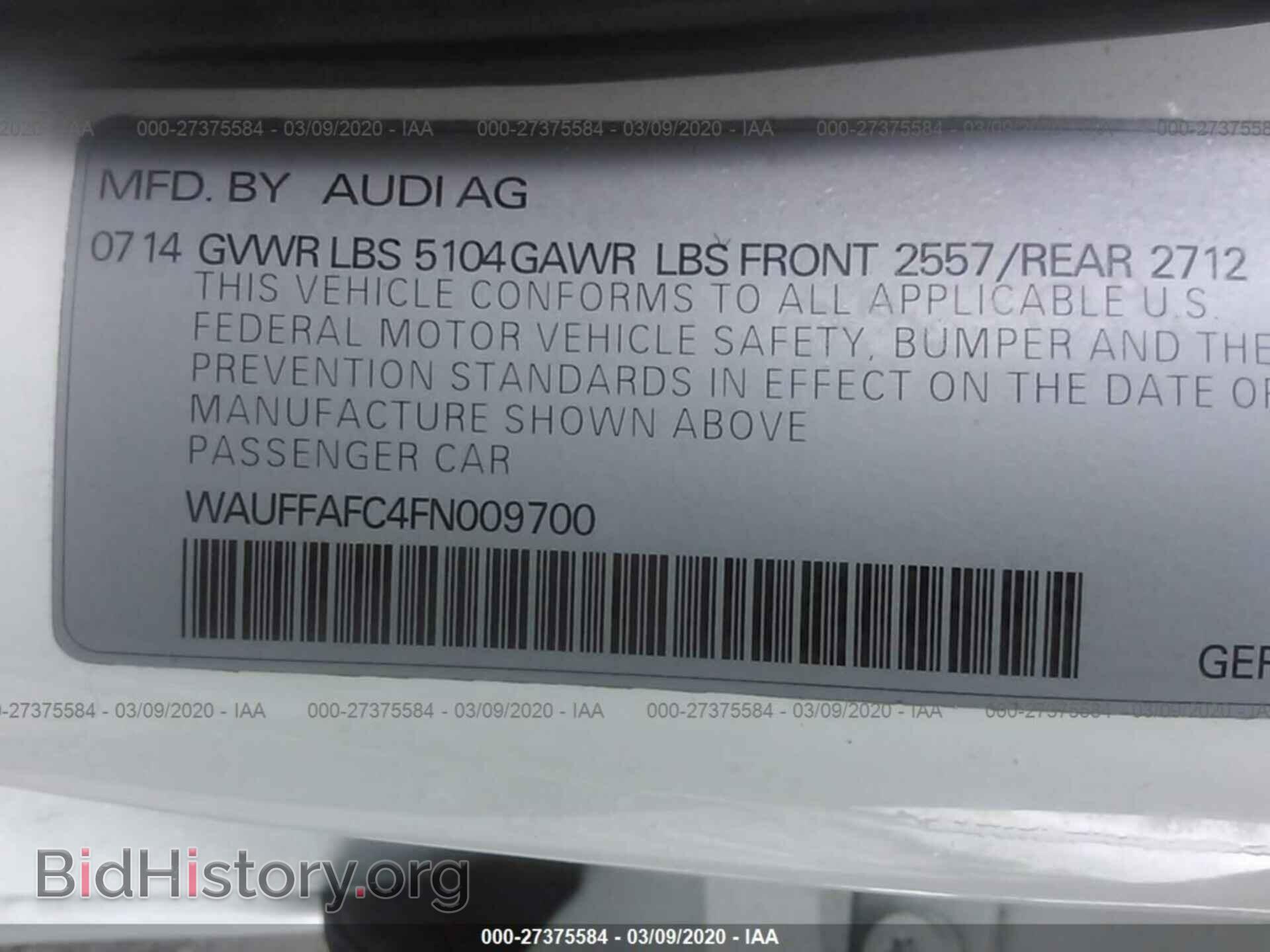 2015 AUDI A6 - VIN: WAUFFAFC4FN009700 - Фото 9