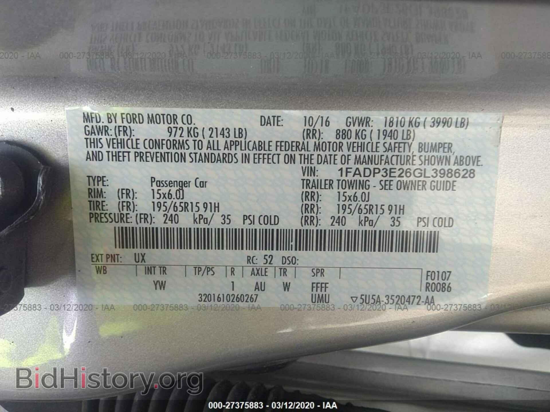 2016 FORD FOCUS - VIN: 1FADP3E26GL398628 - Фото 9