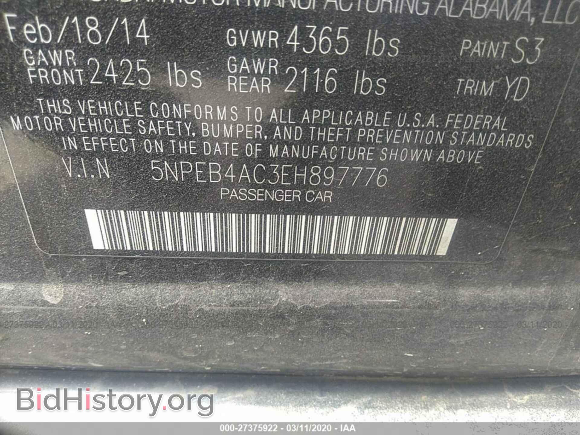 2014 HYUNDAI SONATA - VIN: 5NPEB4AC3EH897776 - Фото 9
