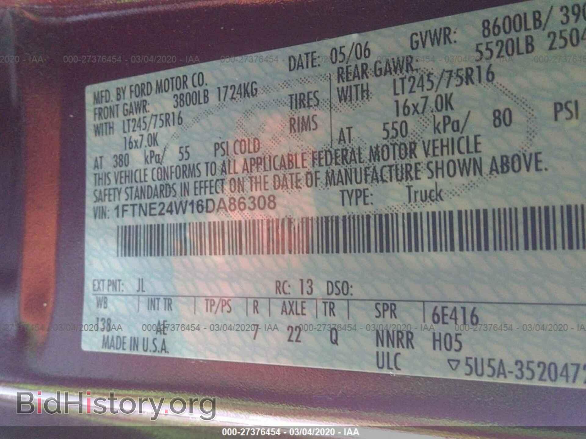 2006 FORD ECONOLINE - VIN: 1FTNE24W16DA86308 - Photo 9