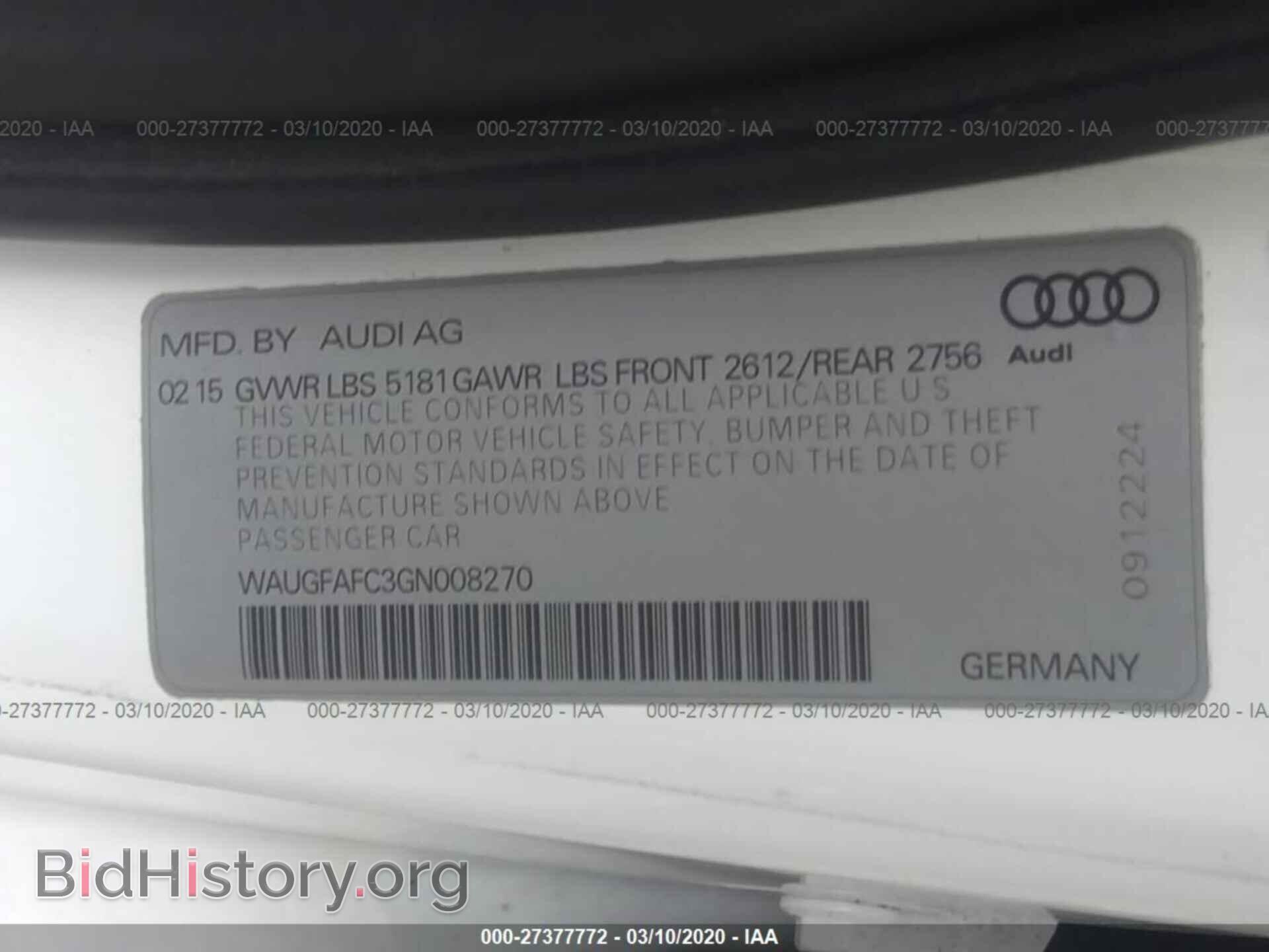 2016 AUDI A6 - VIN: WAUGFAFC3GN008270 - Фото 9