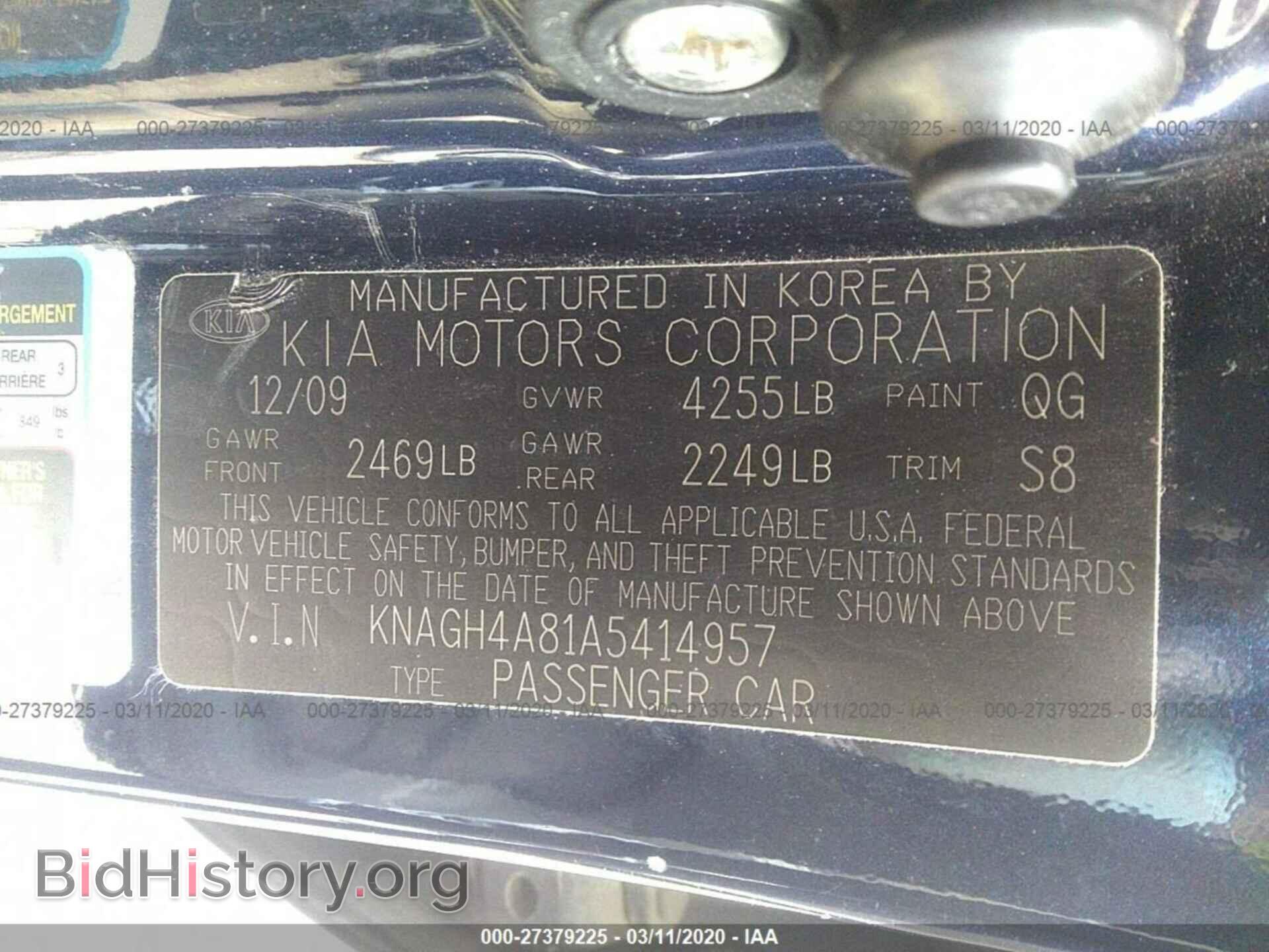 2010 KIA OPTIMA - VIN: KNAGH4A81A5414957 - Фото 9