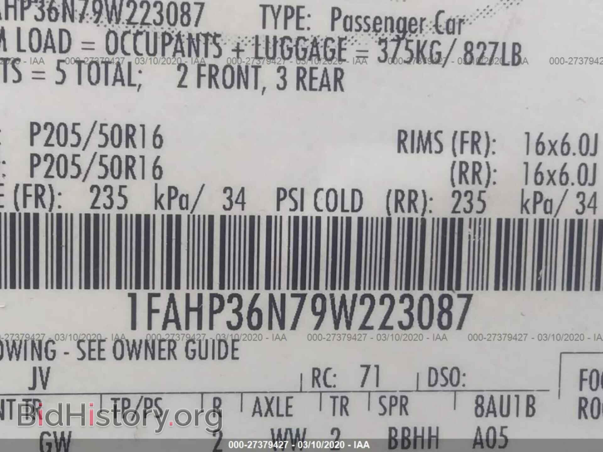 2009 FORD FOCUS - VIN: 1FAHP36N79W223087 - Фото 2