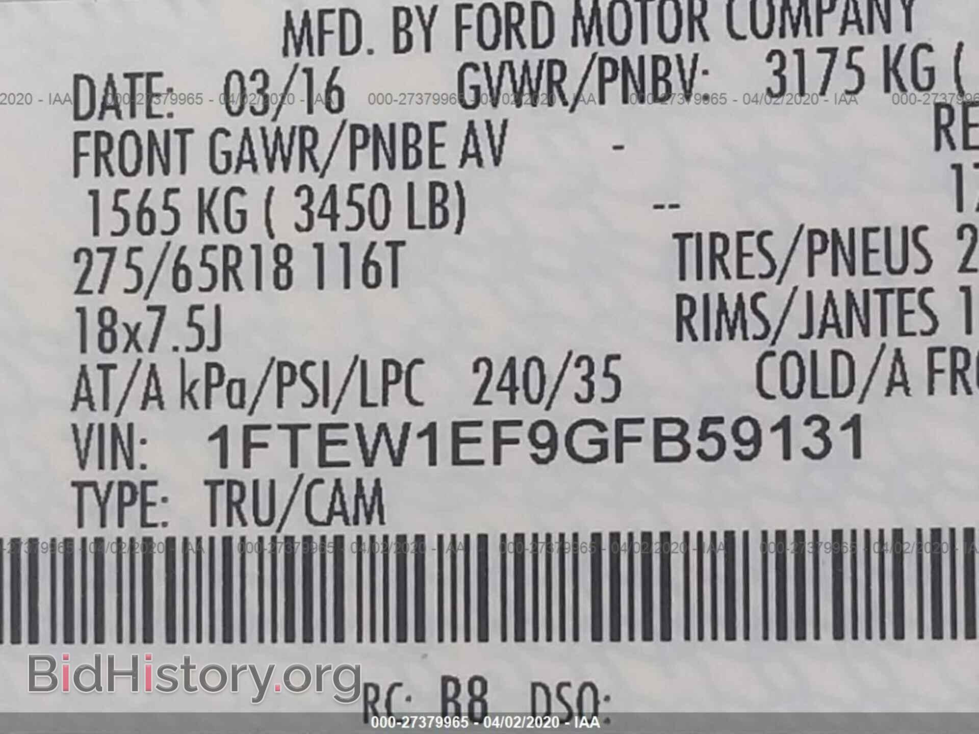 2016 FORD F150 - VIN: 1FTEW1EF9GFB59131 - Фото 9
