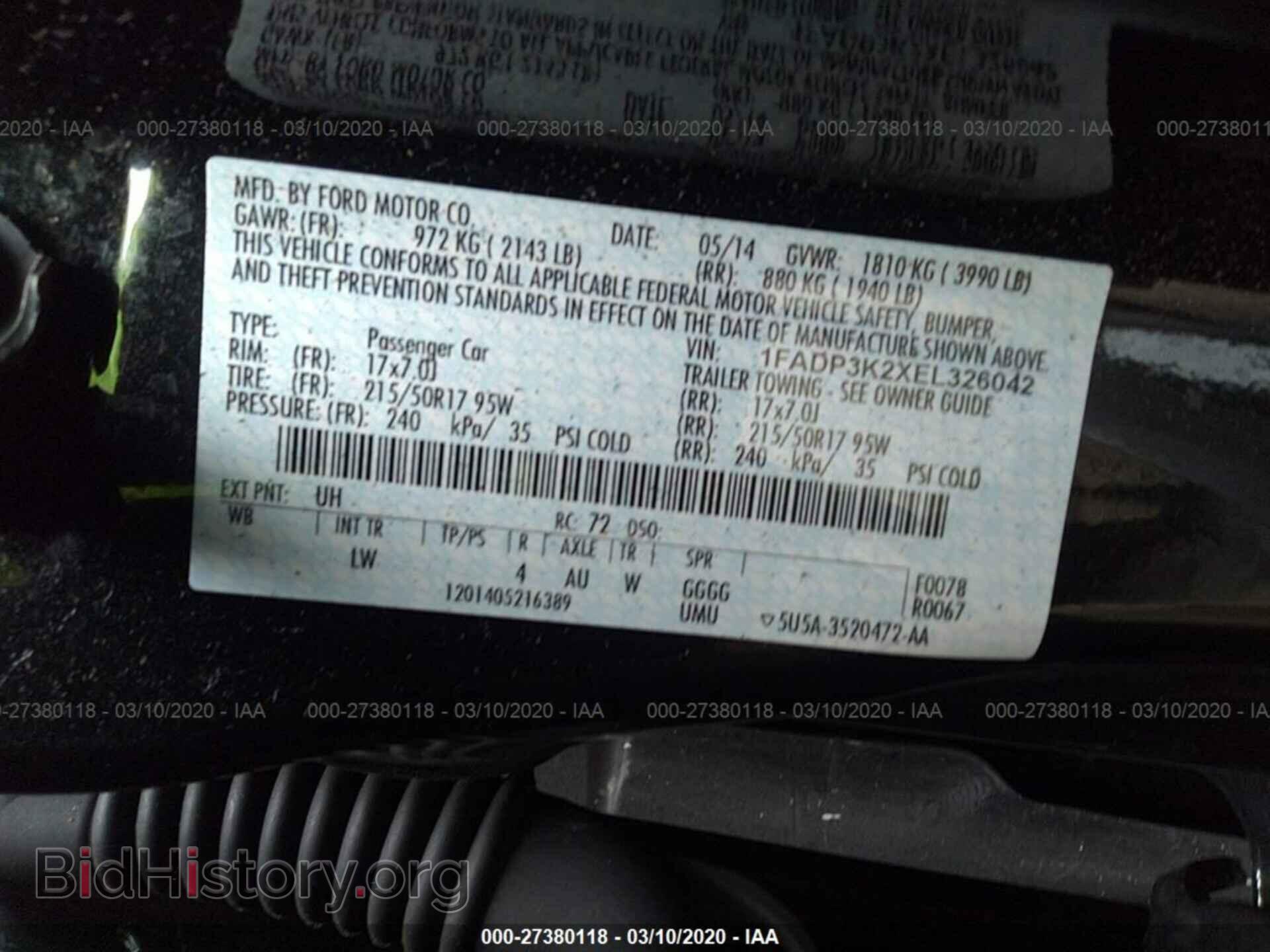 2014 FORD FOCUS - VIN: 1FADP3K2XEL326042 - Фото 9
