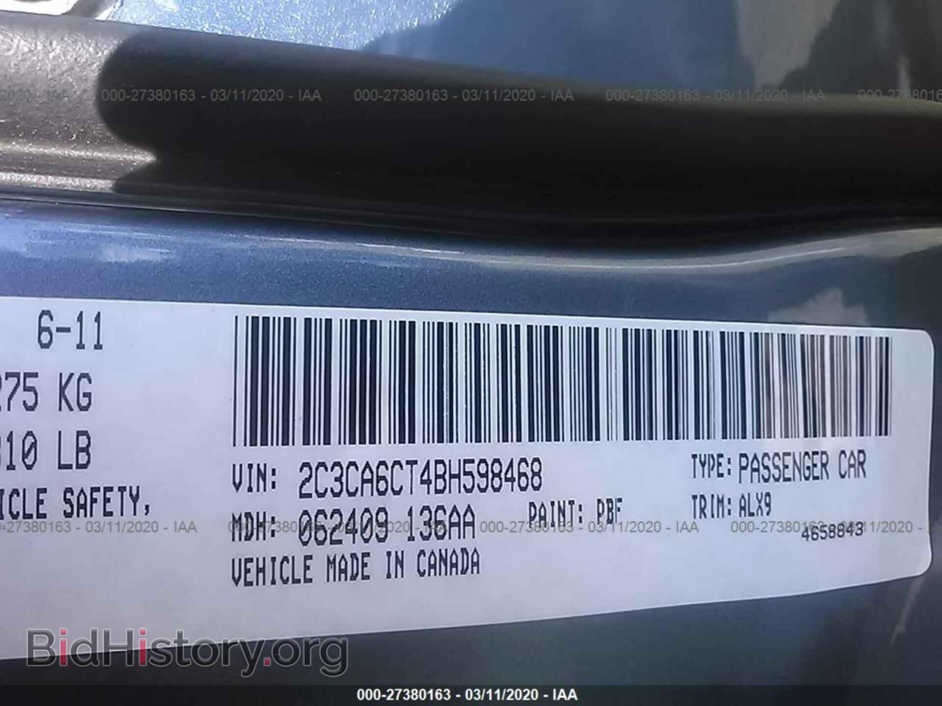 2011 CHRYSLER 300C - VIN: 2C3CA6CT4BH598468 - Фото 9