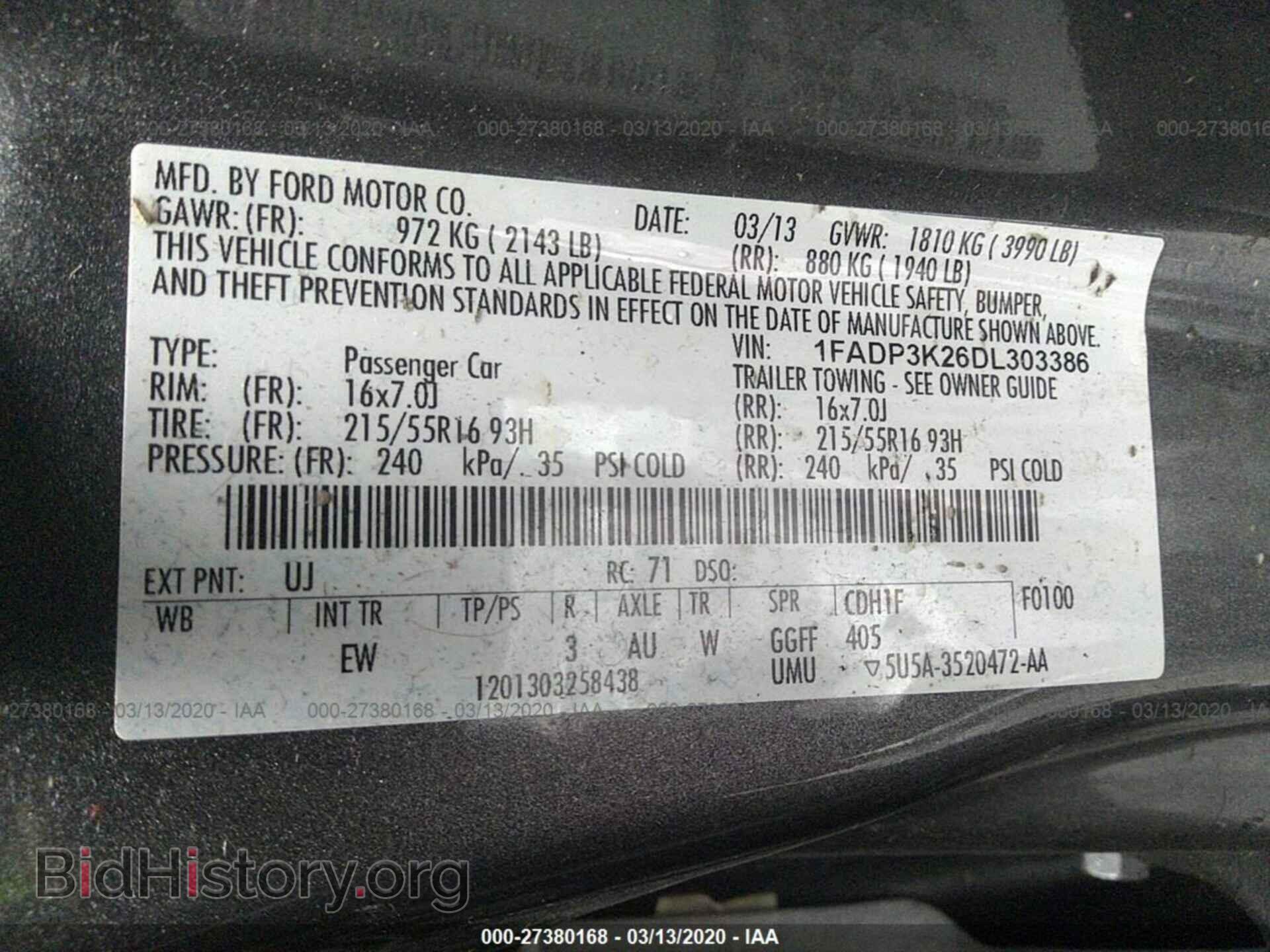2013 FORD FOCUS - VIN: 1FADP3K26DL303386 - Фото 9
