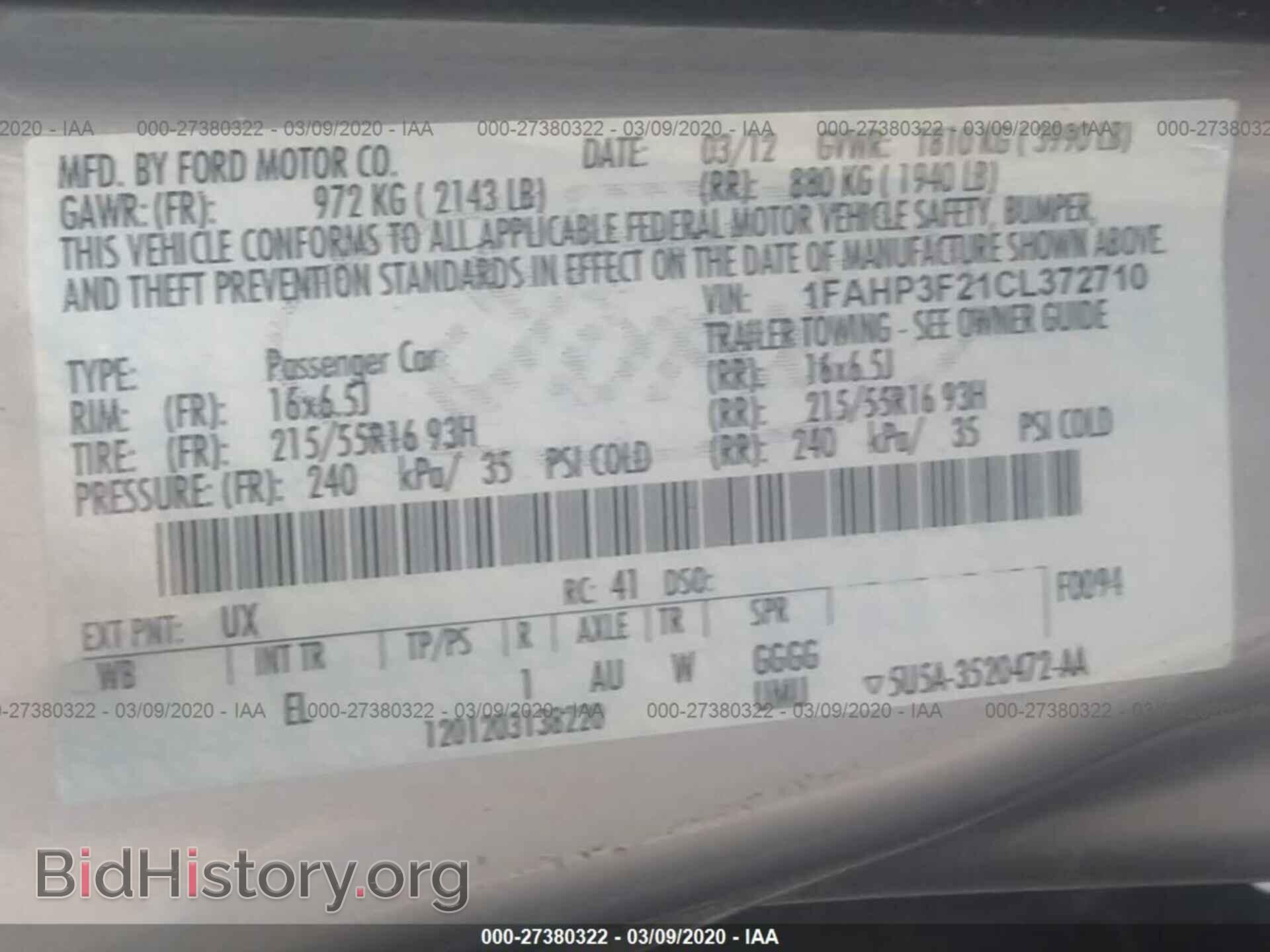 2012 FORD FOCUS - VIN: 1FAHP3F21CL372710 - Photo 9