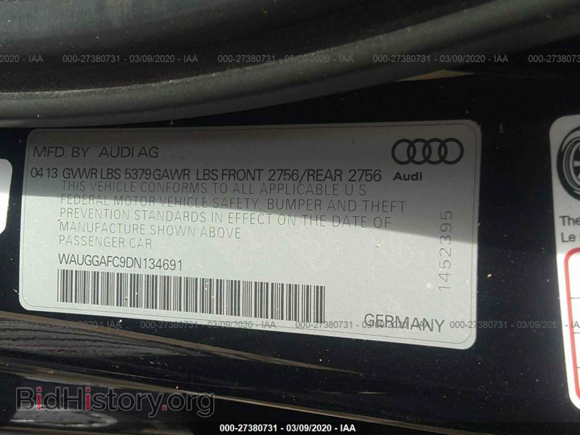 2013 AUDI A6 - VIN: WAUGGAFC9DN134691 - Фото 9