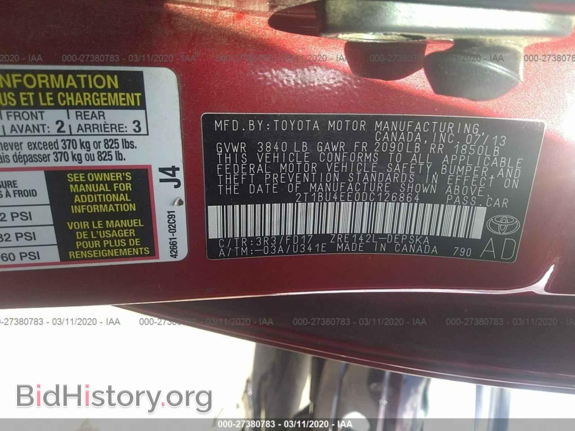 2013 TOYOTA COROLLA - VIN: 2T1BU4EE0DC126864 - Фото 9