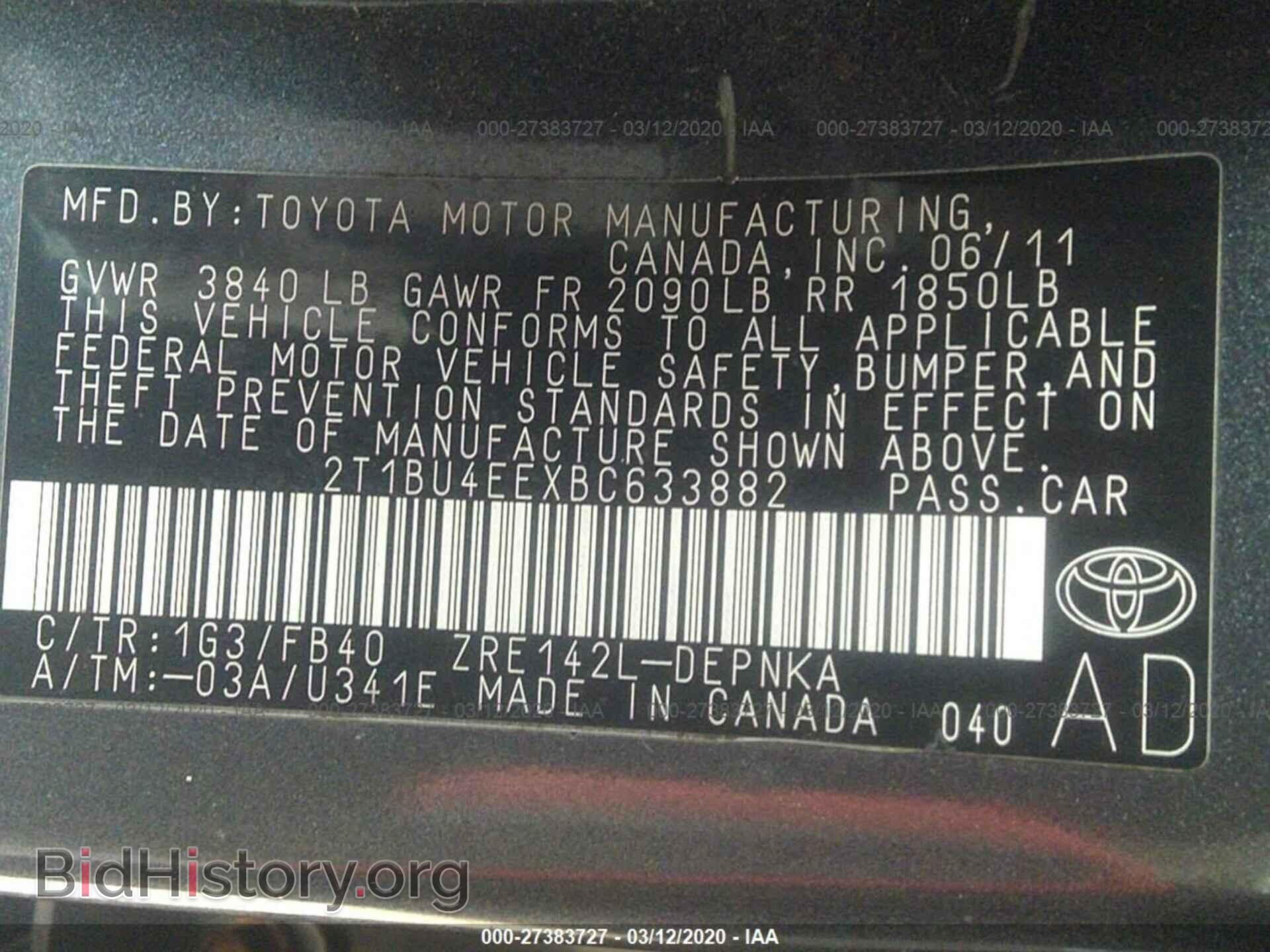 2011 TOYOTA COROLLA - VIN: 2T1BU4EEXBC633882 - Фото 9