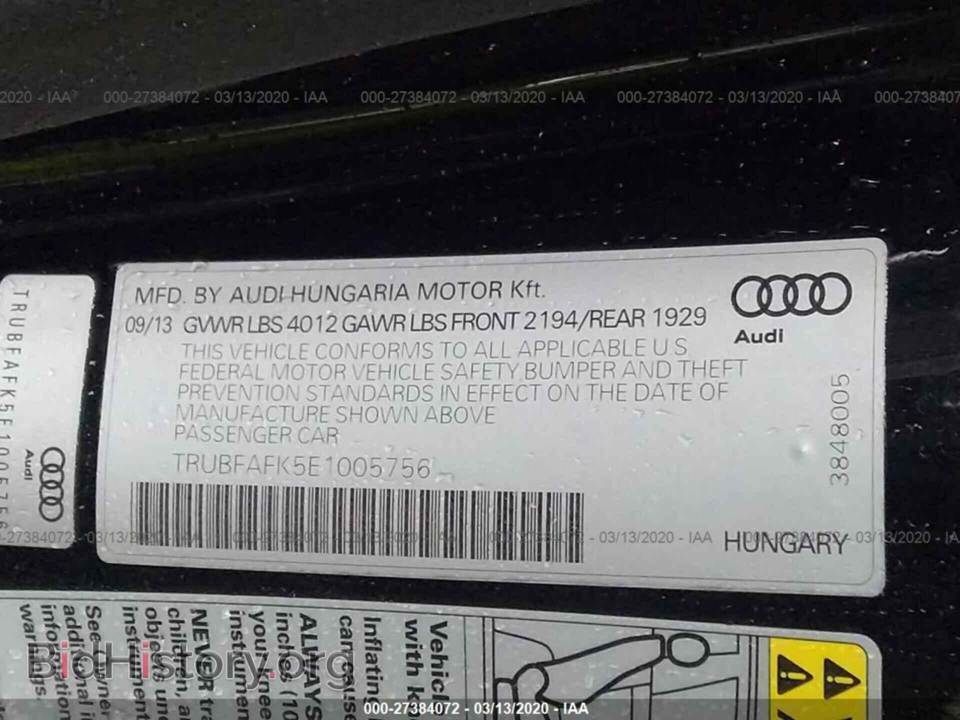 2014 AUDI TT - VIN: TRUBFAFK5E1005756 - Фото 9
