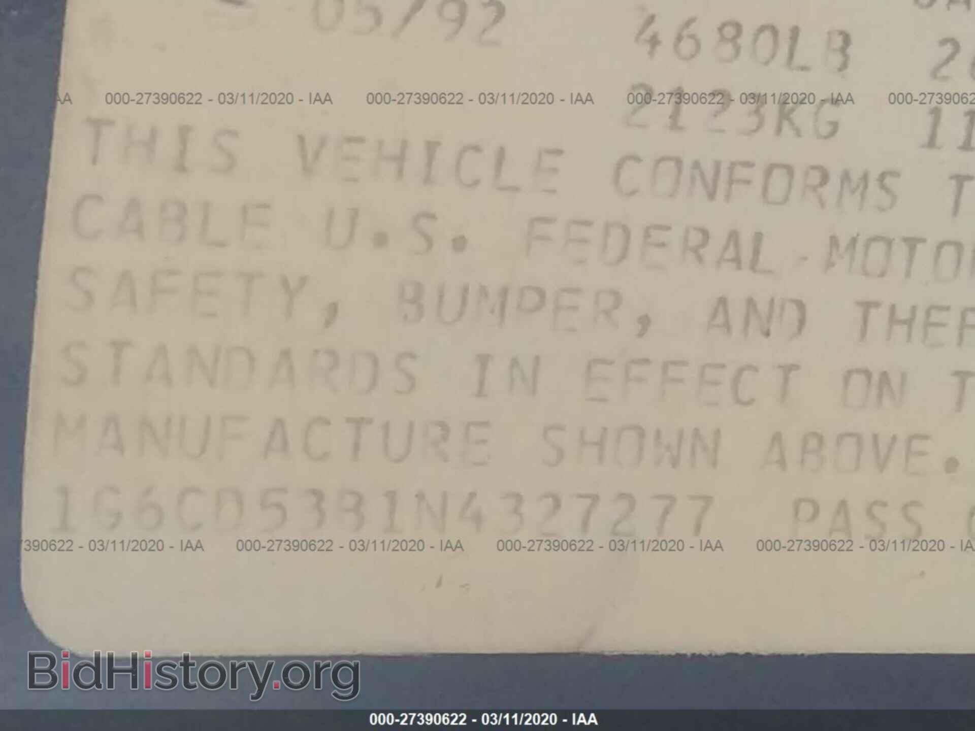 1992 CADILLAC DEVILLE - VIN: 1G6CD53B1N4327277 - Photo 9