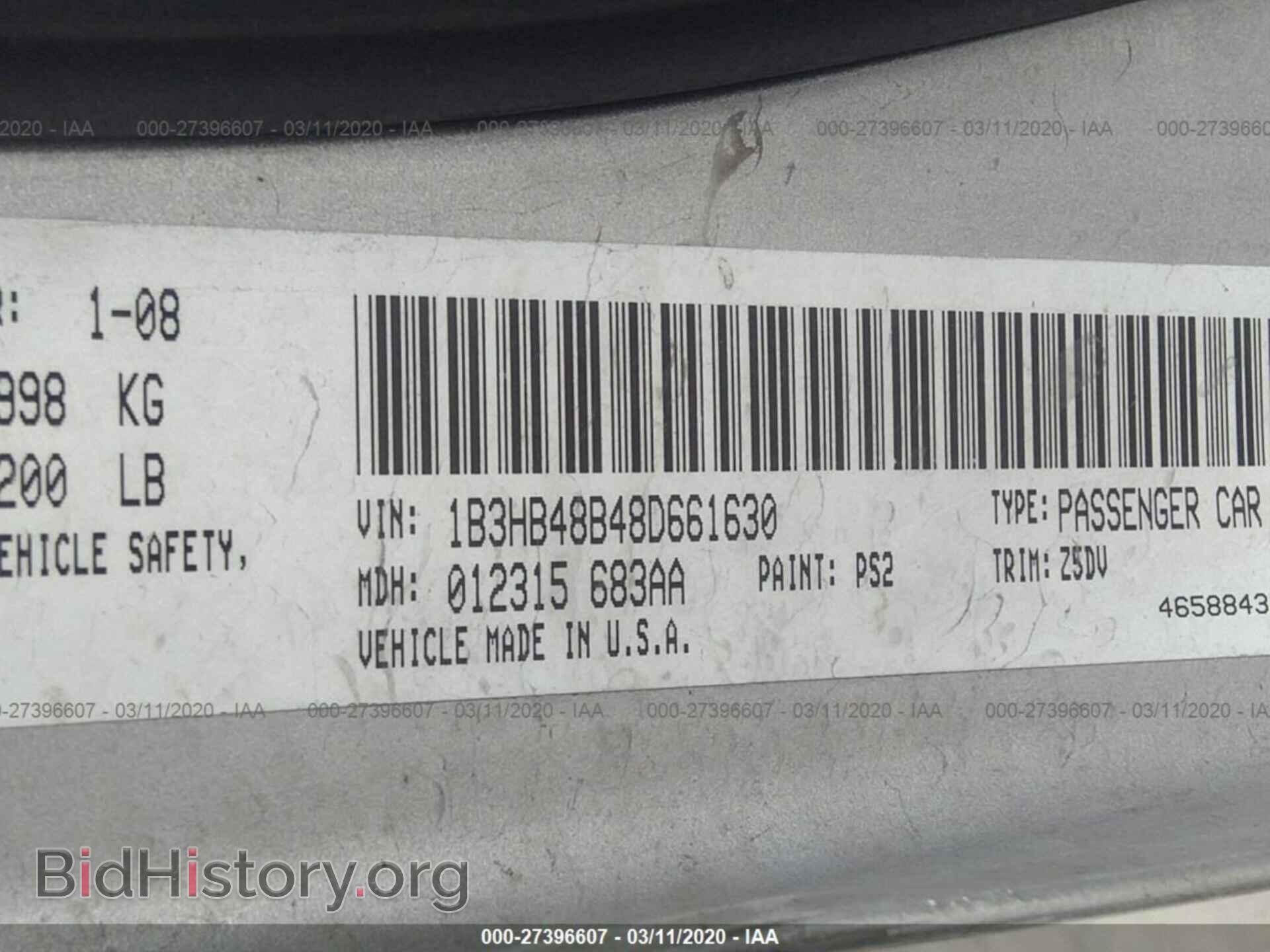 2008 DODGE CALIBER - VIN: 1B3HB48B48D661630 - Фото 9