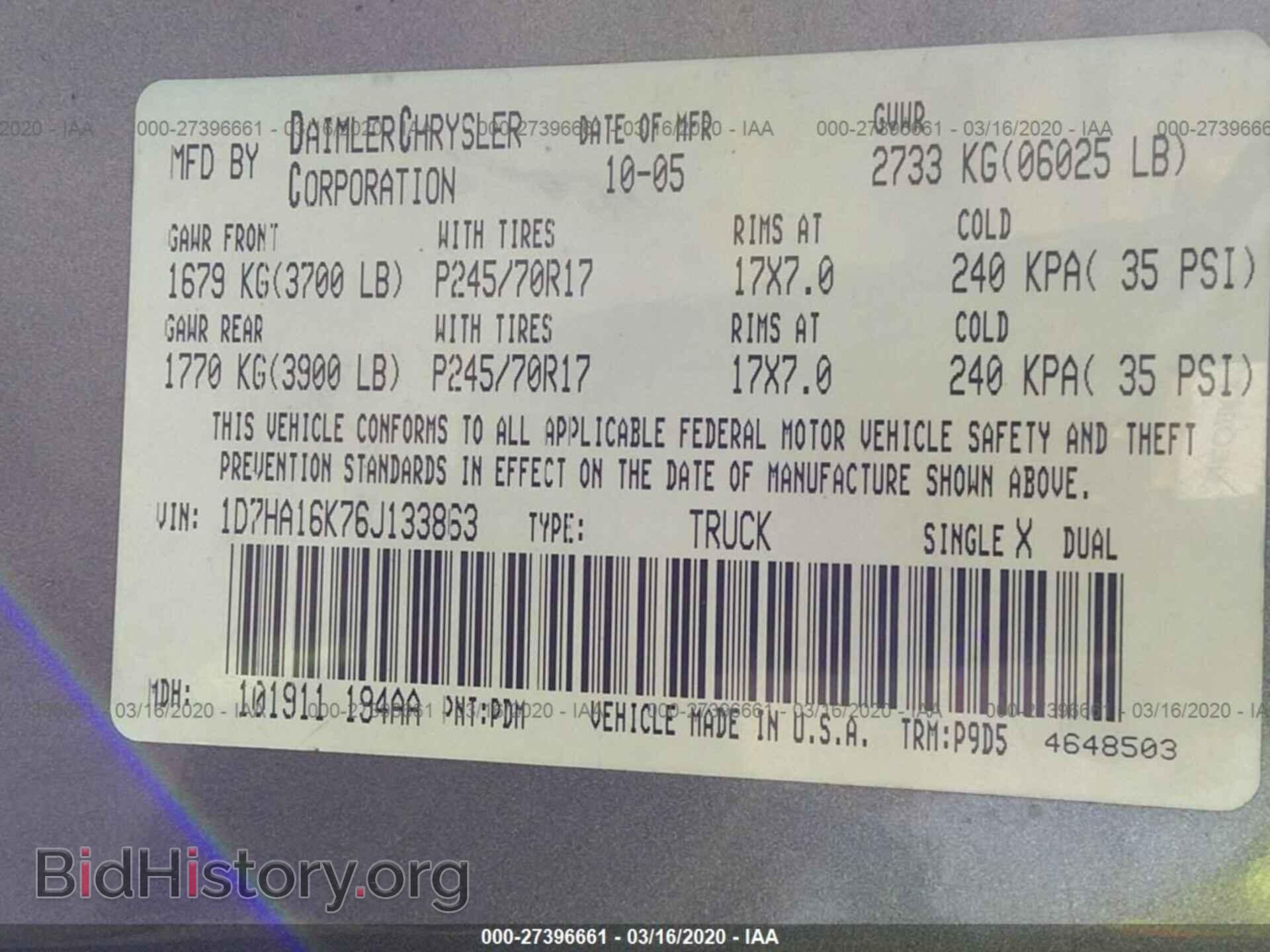 2006 DODGE RAM 1500 - VIN: 1D7HA16K76J133863 - Фото 9