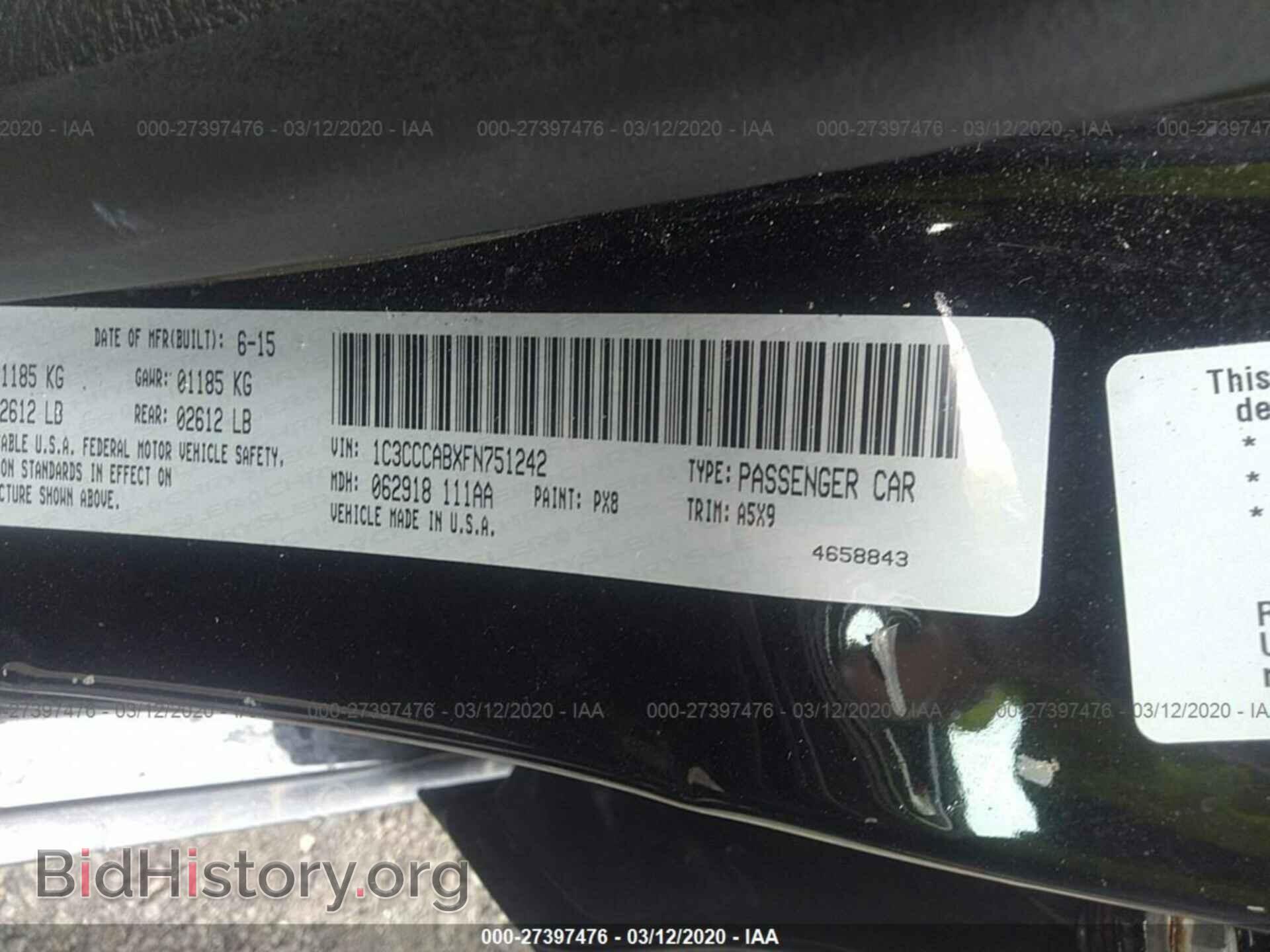 2015 CHRYSLER 200 - VIN: 1C3CCCABXFN751242 - Фото 9