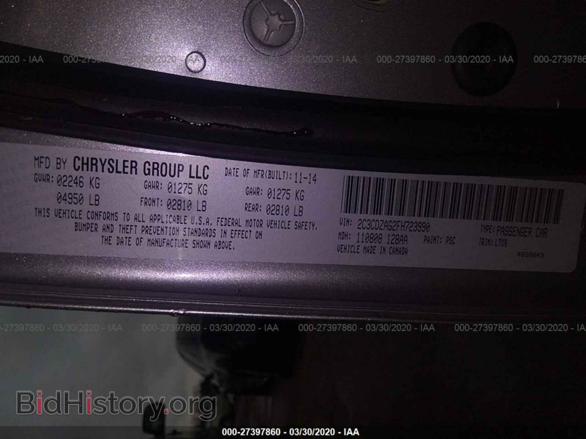 2015 DODGE CHALLENGER - VIN: 2C3CDZAG2FH723990 - Фото 9