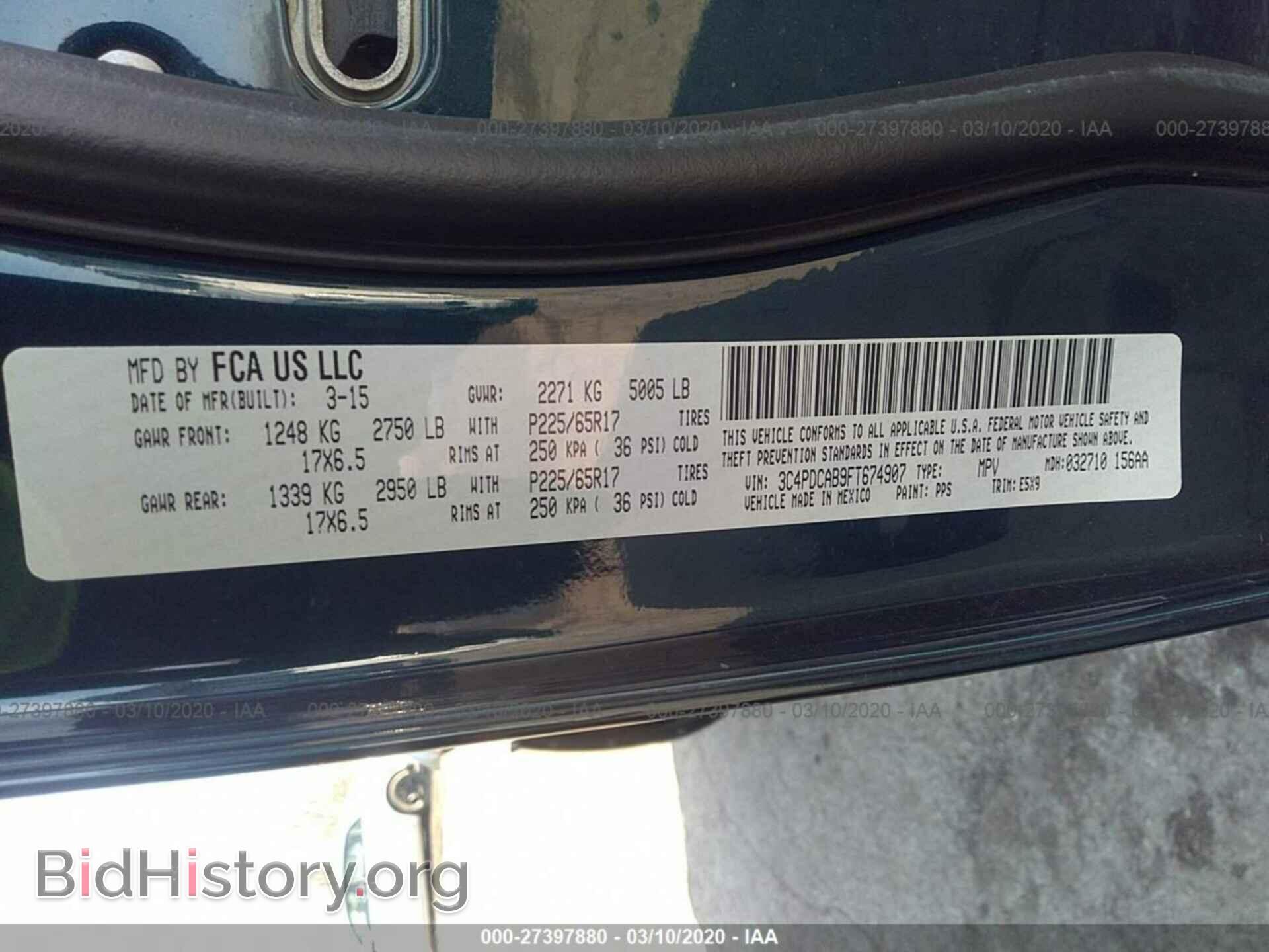 2015 DODGE JOURNEY - VIN: 3C4PDCAB9FT674907 - Photo 9