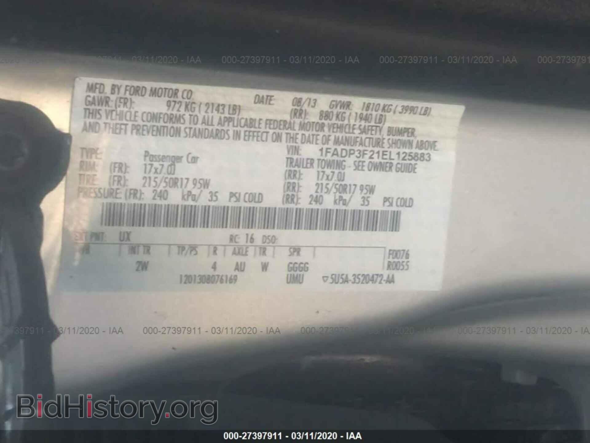 2014 FORD FOCUS - VIN: 1FADP3F21EL125883 - Фото 9