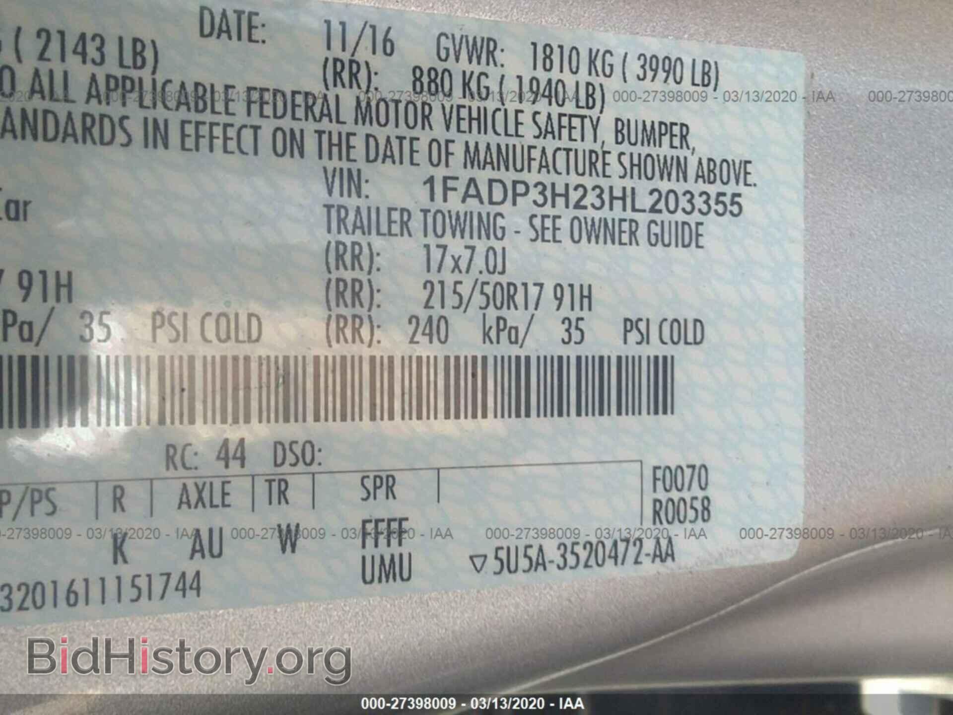 2017 FORD FOCUS - VIN: 1FADP3H23HL203355 - Photo 9