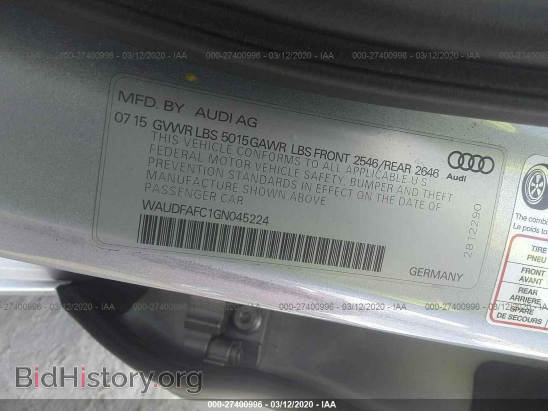 2016 AUDI A6 - VIN: WAUDFAFC1GN045224 - Photo 9