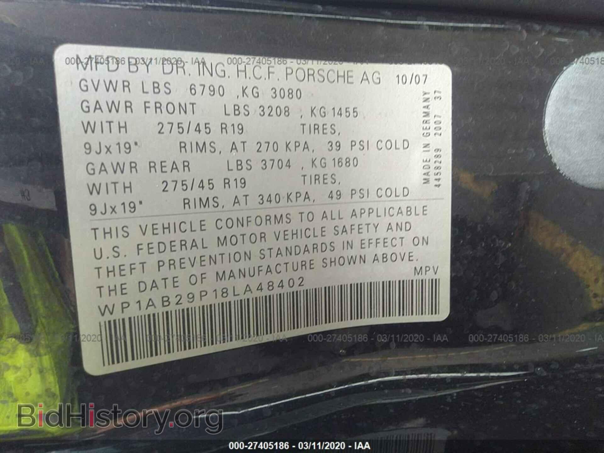 2008 PORSCHE CAYENNE - VIN: WP1AB29P18LA48402 - Фото 9