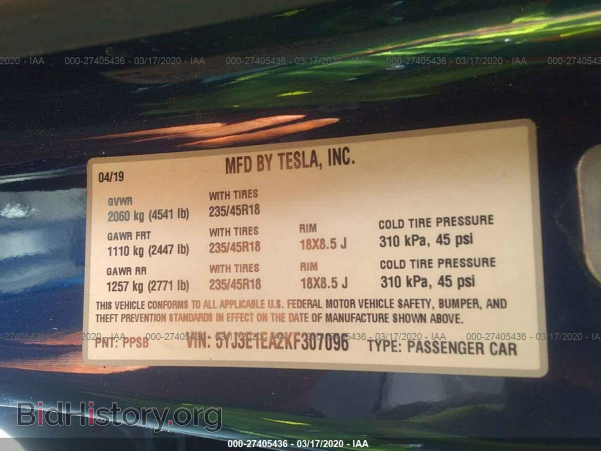 2019 TESLA MODEL 3 - VIN: 5YJ3E1EA2KF307096 - Photo 9