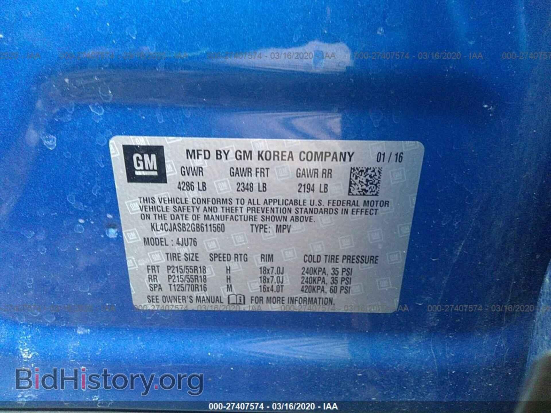 2016 BUICK ENCORE - VIN: KL4CJASB2GB611560 - Photo 9