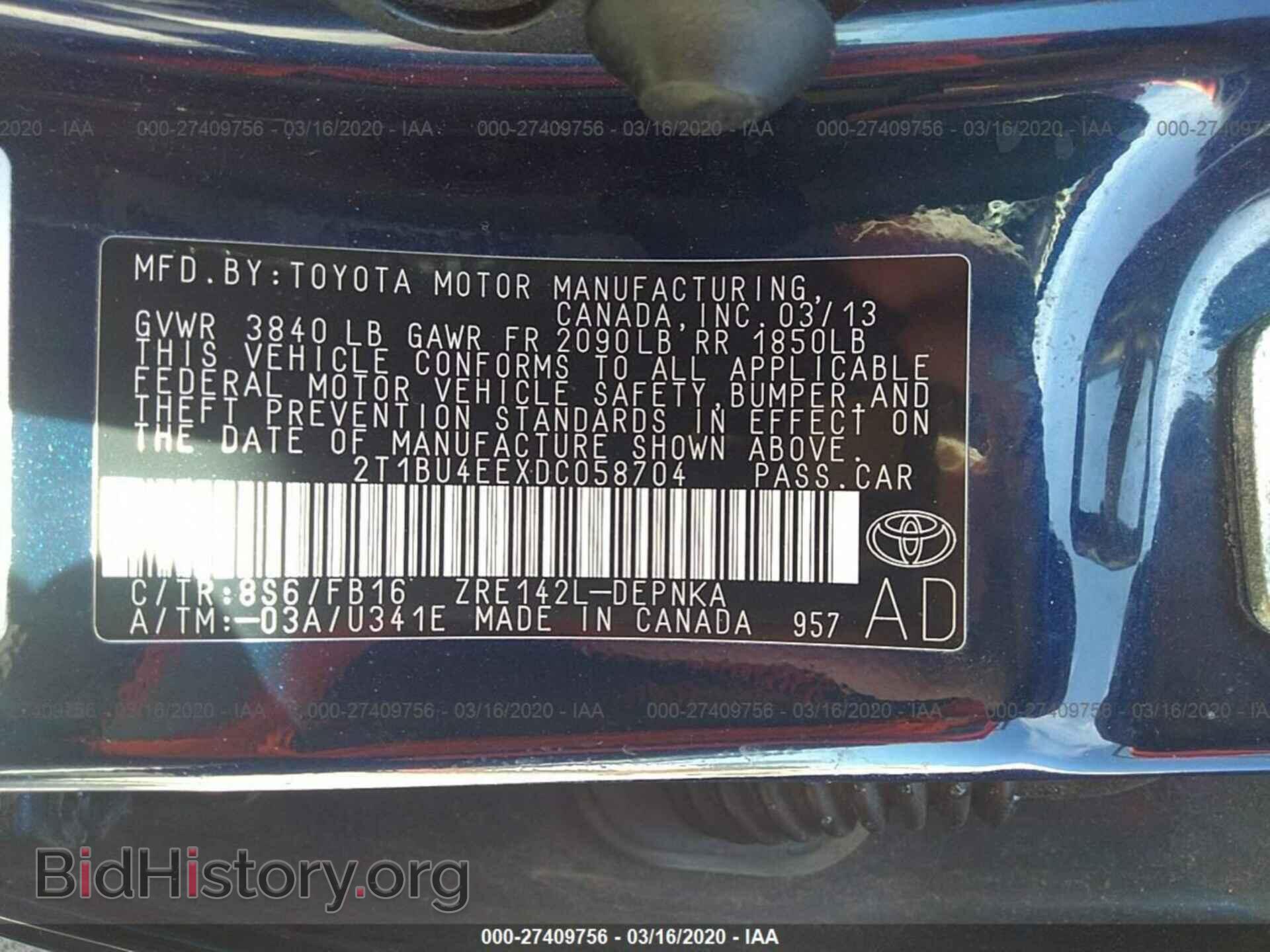 2013 TOYOTA COROLLA - VIN: 2T1BU4EEXDC058704 - Фото 9