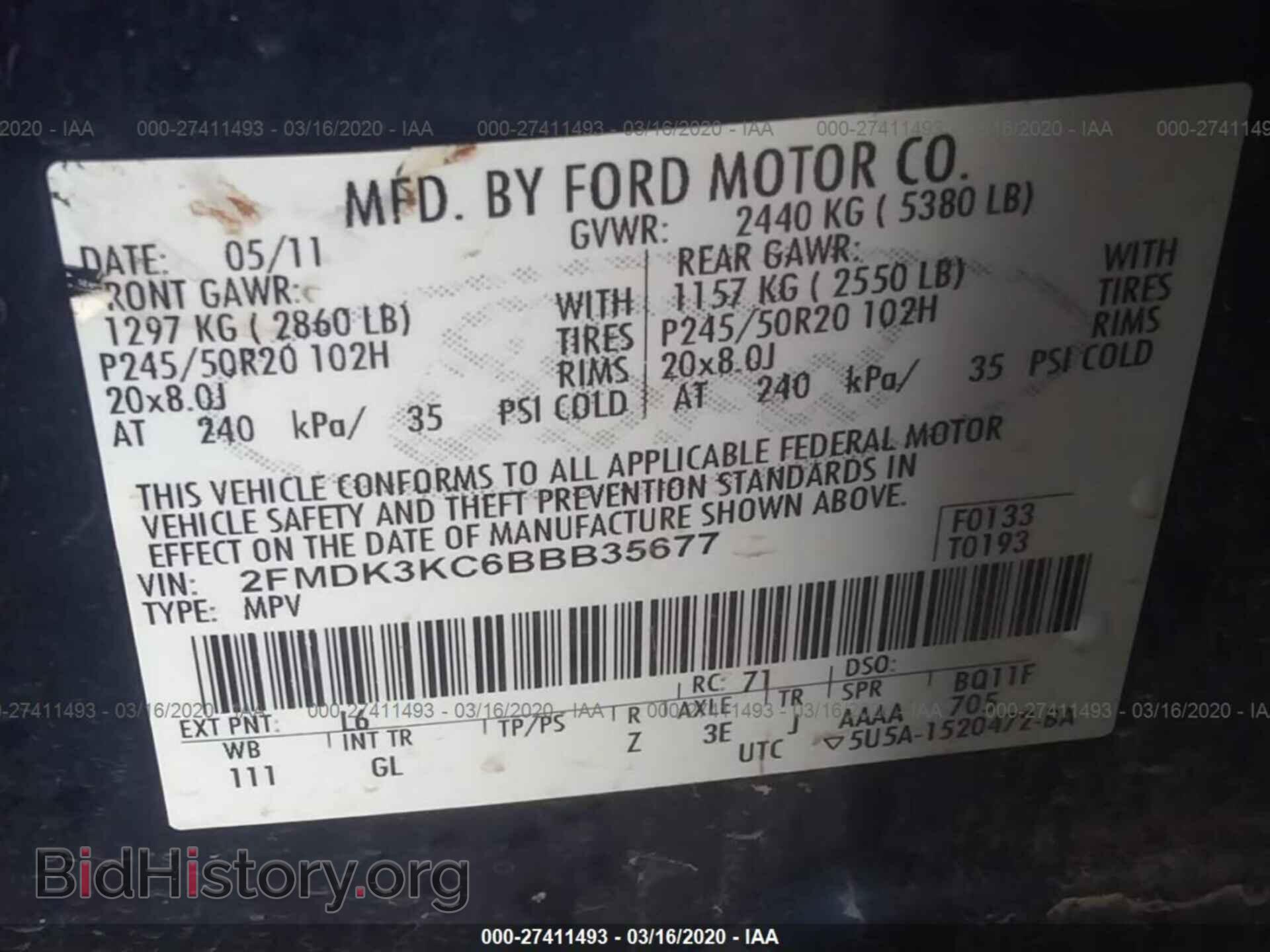 2011 FORD EDGE - VIN: 2FMDK3KC6BBB35677 - Фото 9
