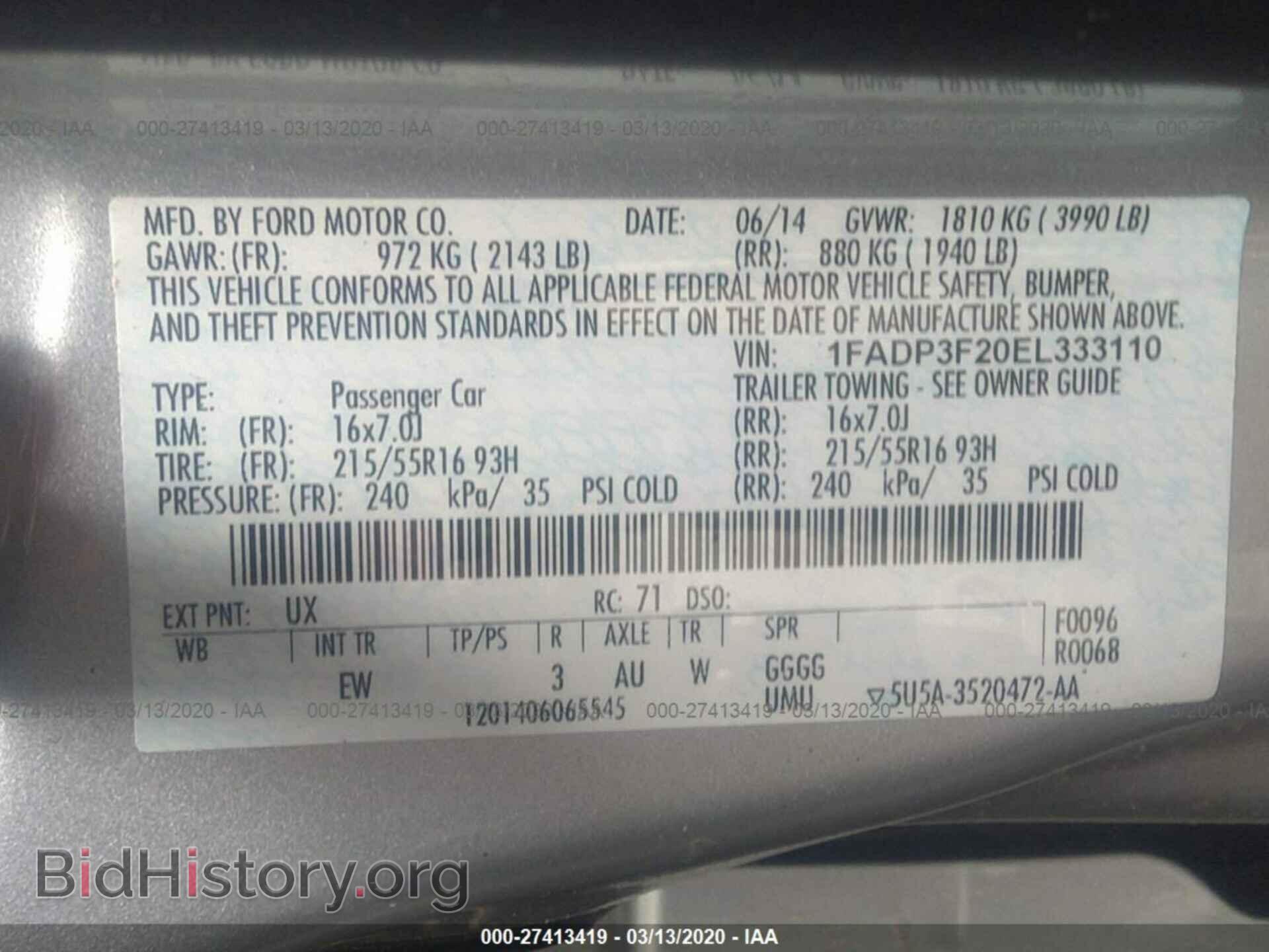 2014 FORD FOCUS - VIN: 1FADP3F20EL333110 - Photo 9
