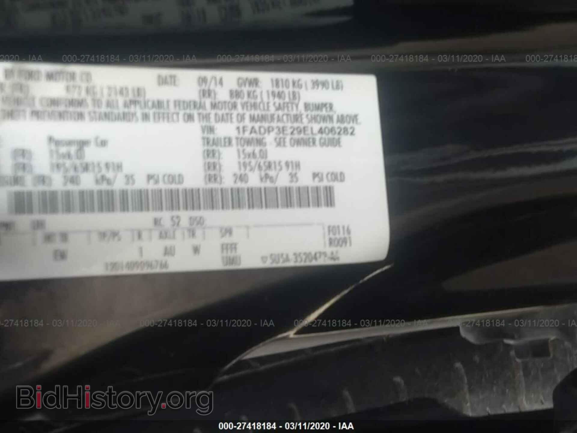 2014 FORD FOCUS - VIN: 1FADP3E29EL406282 - Фото 9