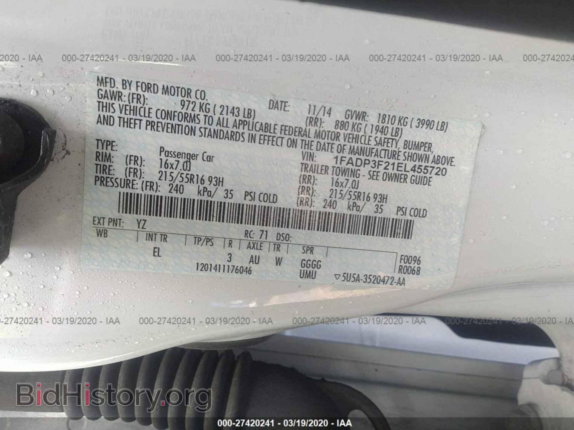 2014 FORD FOCUS - VIN: 1FADP3F21EL455720 - Фото 9