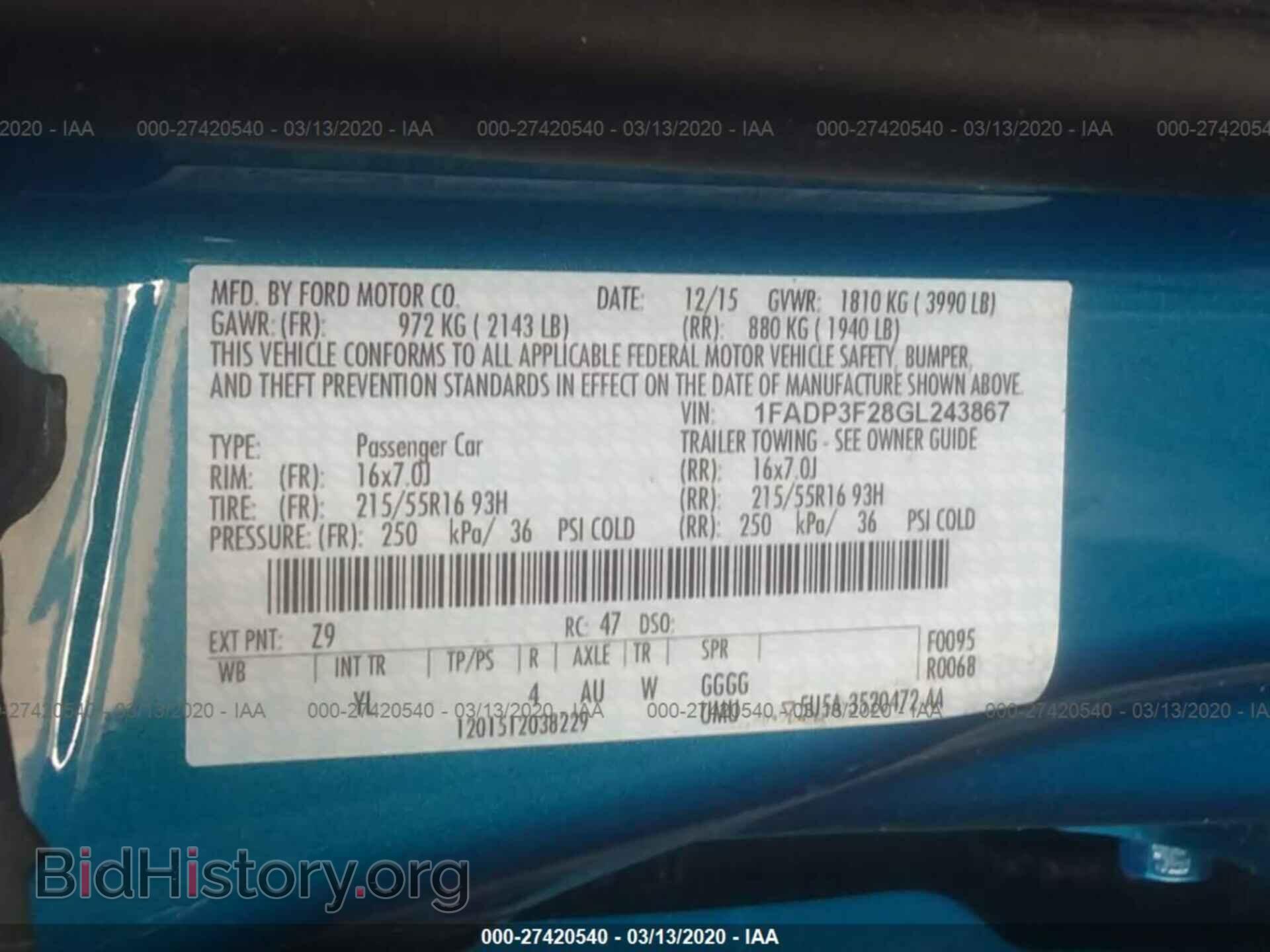 2016 FORD FOCUS - VIN: 1FADP3F28GL243867 - Фото 9
