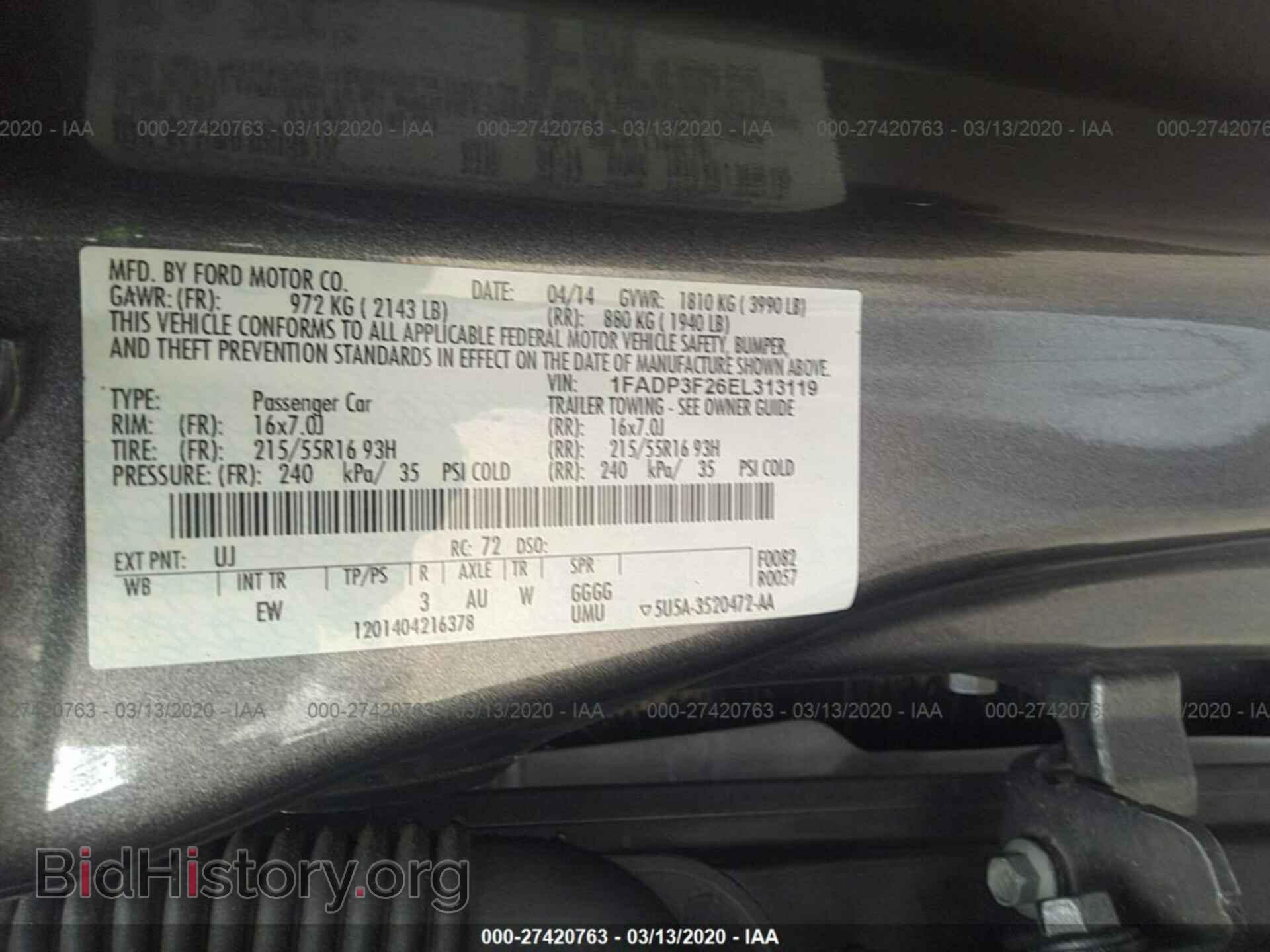 2014 FORD FOCUS - VIN: 1FADP3F26EL313119 - Фото 9