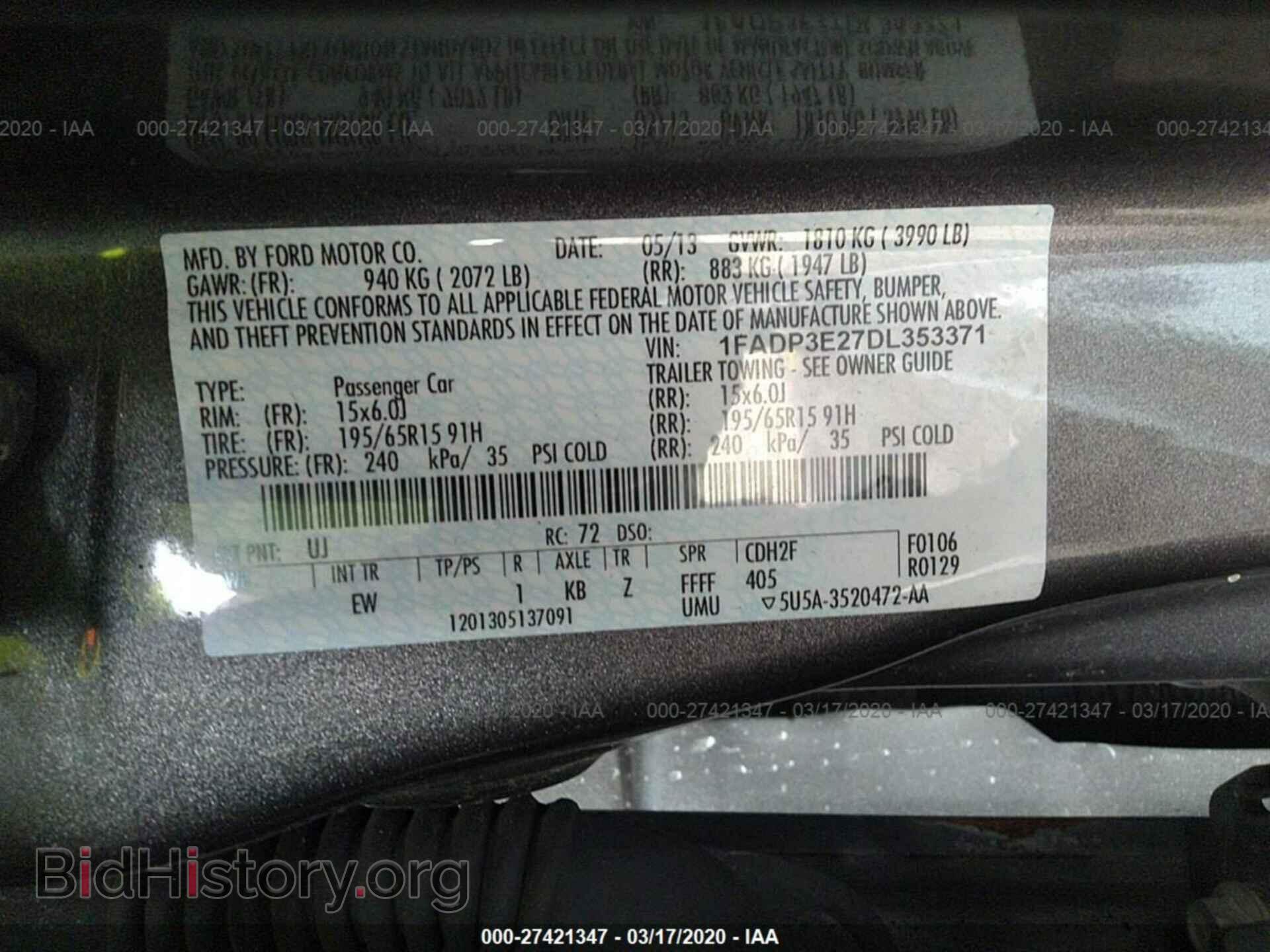 2013 FORD FOCUS - VIN: 1FADP3E27DL353371 - Фото 9