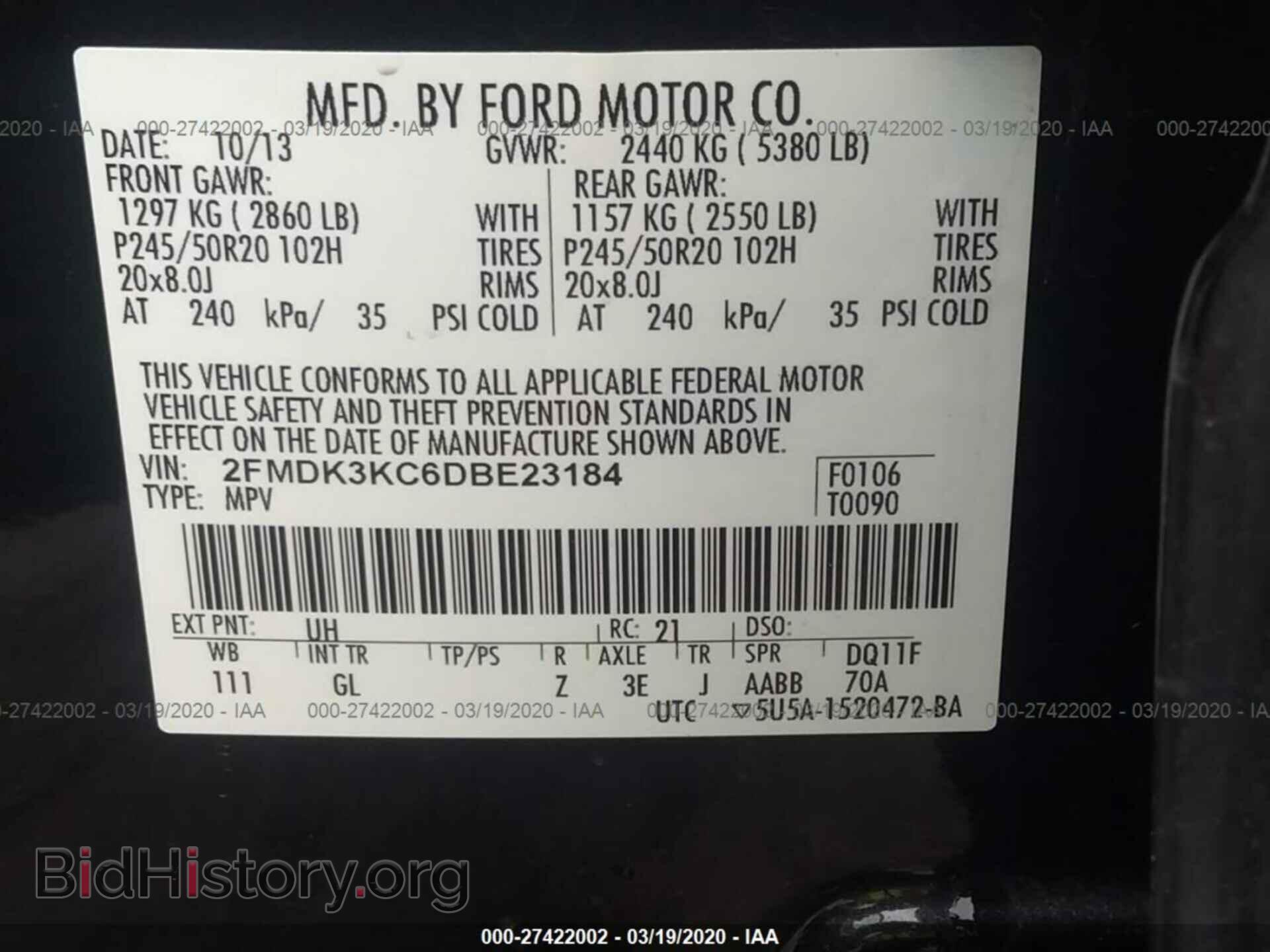 2013 FORD EDGE - VIN: 2FMDK3KC6DBE23184 - Фото 9