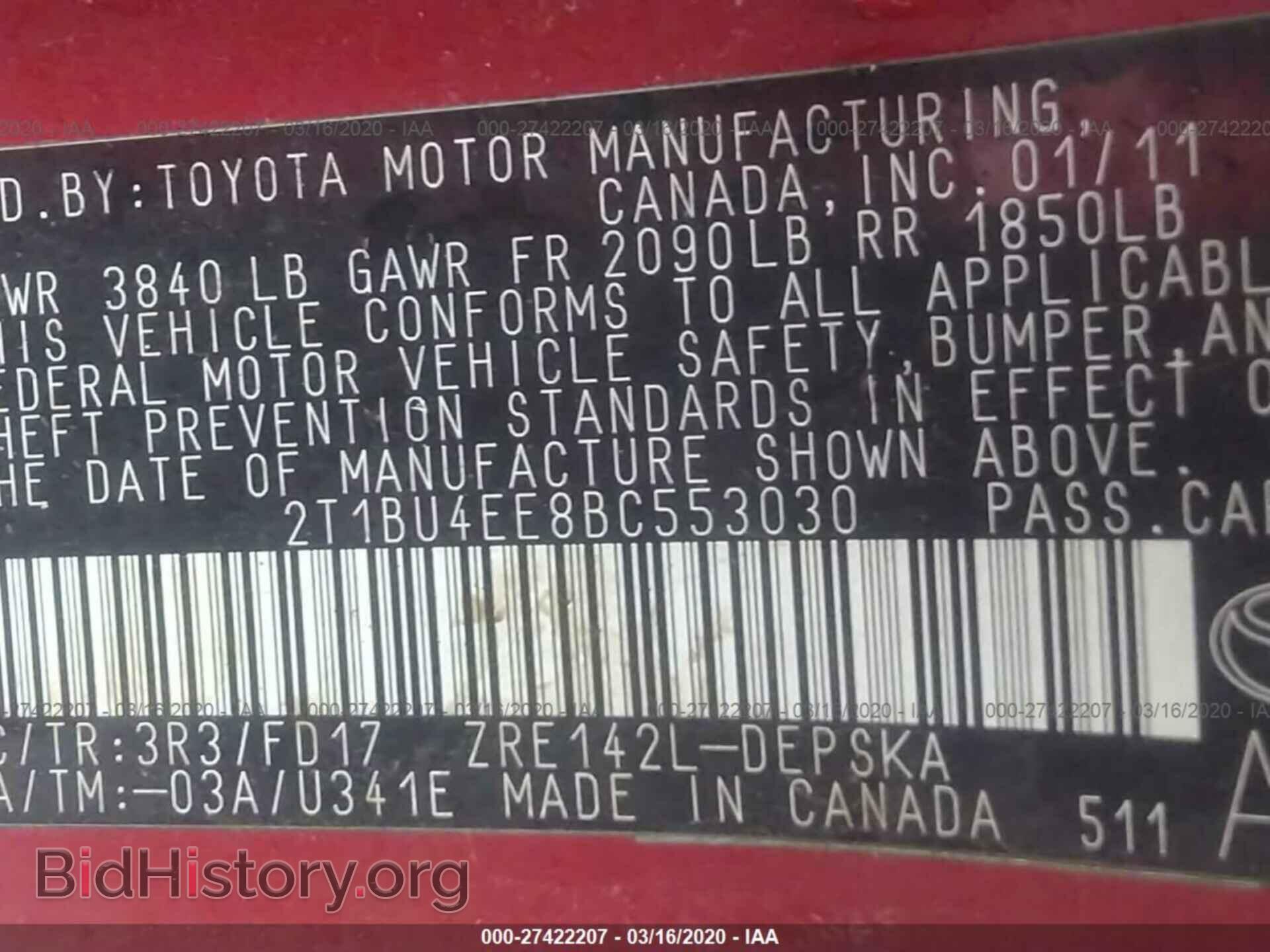 2011 TOYOTA COROLLA - VIN: 2T1BU4EE8BC553030 - Фото 9
