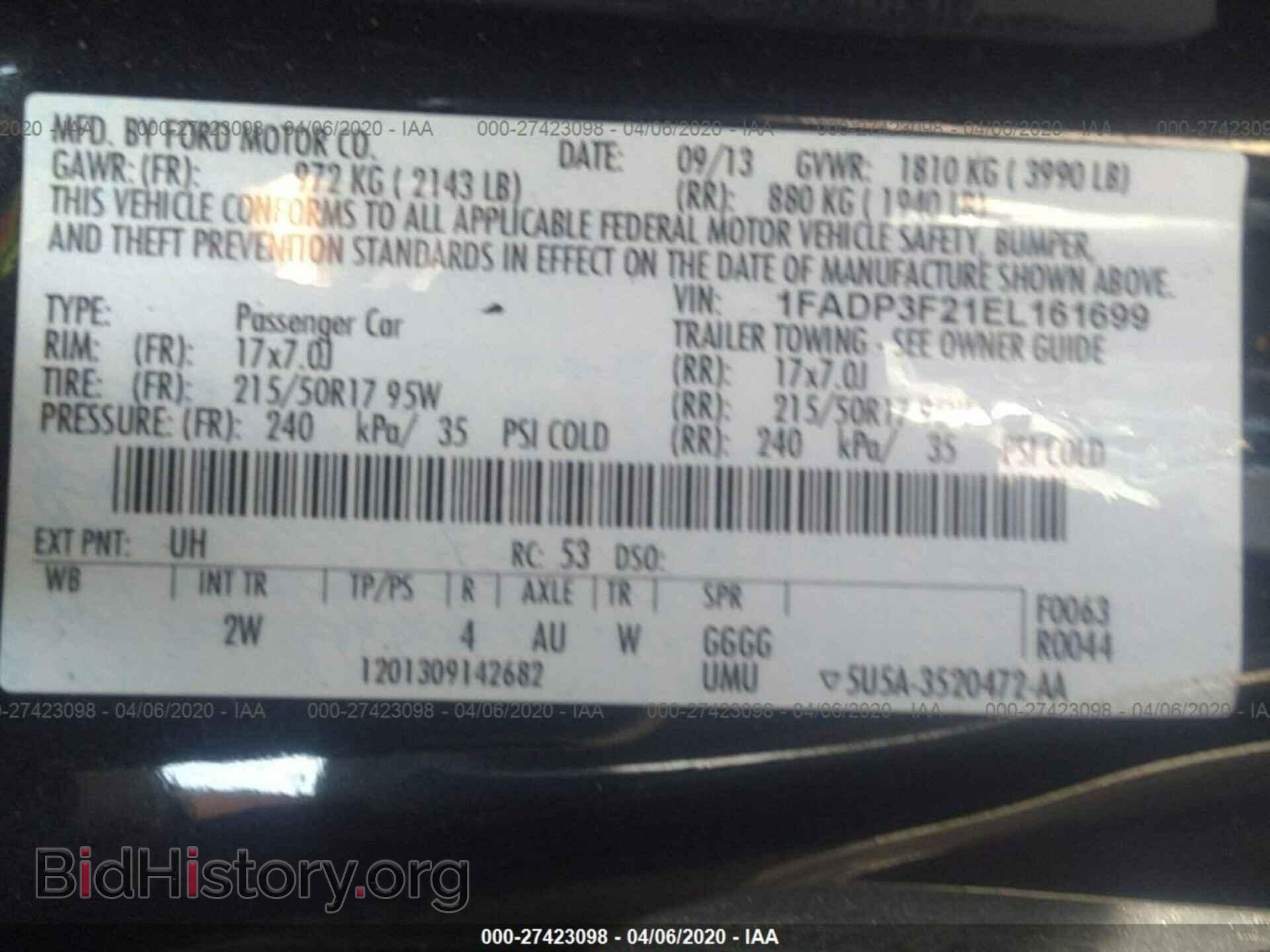 2014 FORD FOCUS - VIN: 1FADP3F21EL161699 - Фото 9