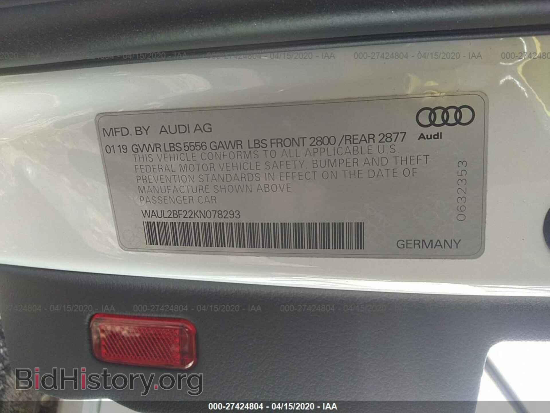 2019 AUDI A6 - VIN: WAUL2BF22KN078293 - Photo 9