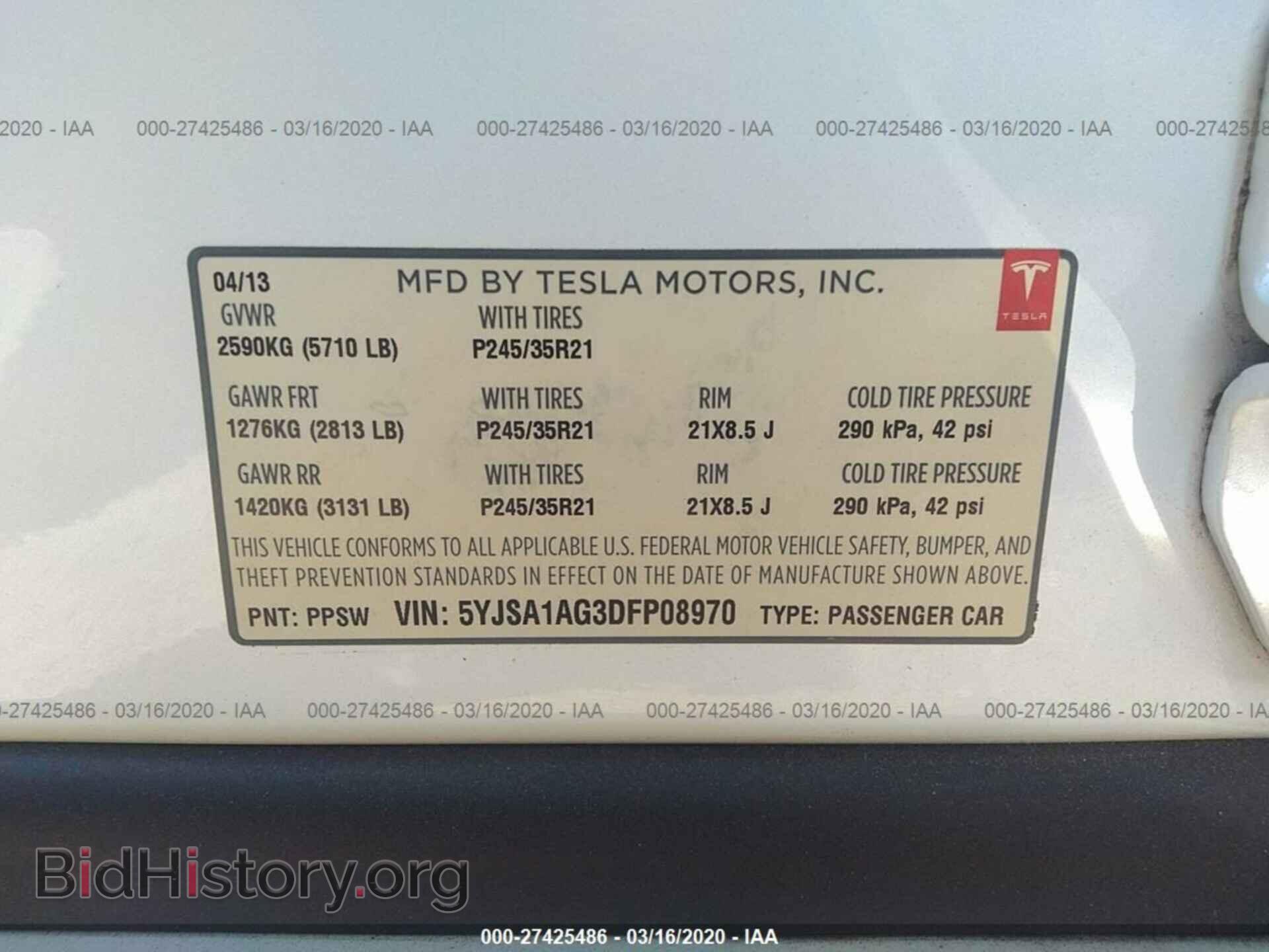 2013 TESLA MODEL S - VIN: 5YJSA1AG3DFP08970 - Photo 9
