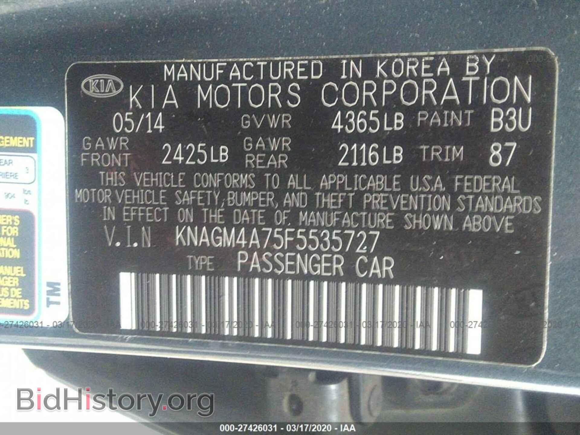 2015 KIA OPTIMA - VIN: KNAGM4A75F5535727 - Фото 9