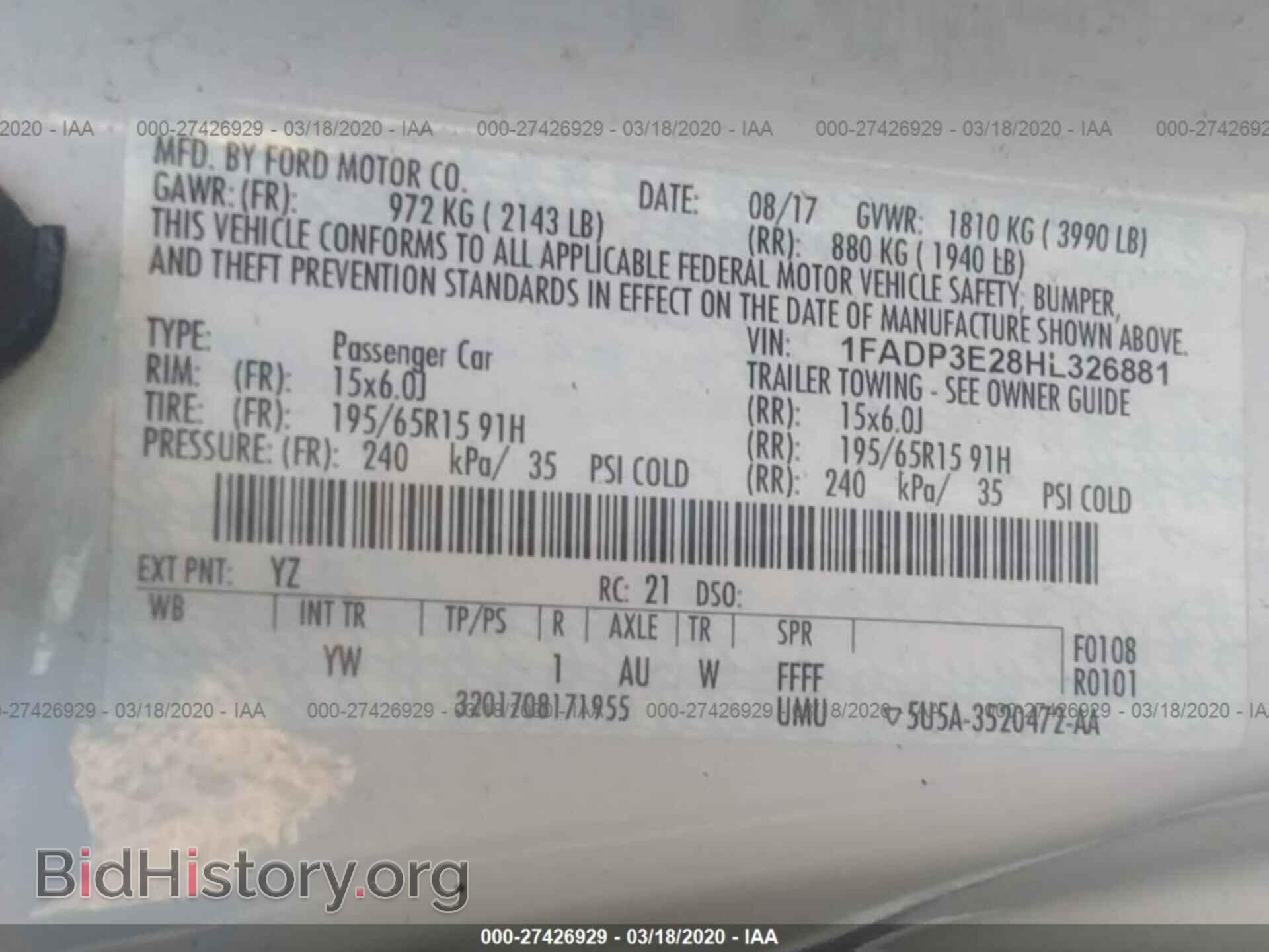 2017 FORD FOCUS - VIN: 1FADP3E28HL326881 - Фото 9