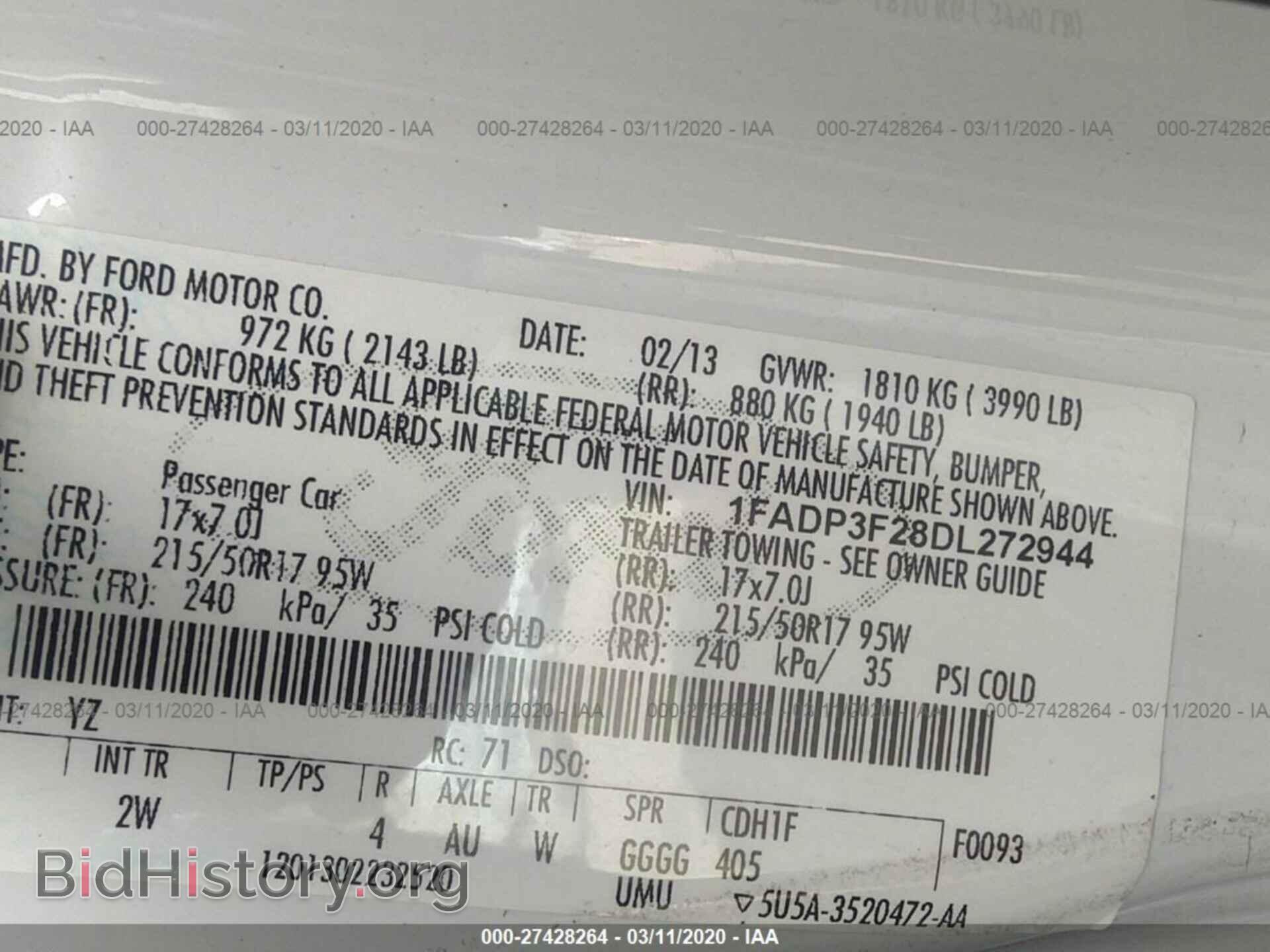 2013 FORD FOCUS - VIN: 1FADP3F28DL272944 - Фото 9